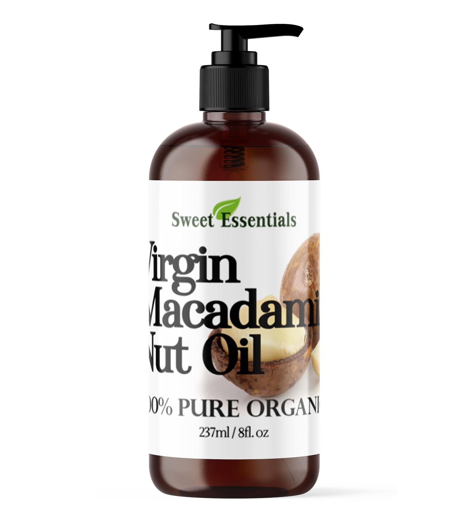 Organic Unrefined Macadamia Nut Oil 8oz | 100% Pure Food Grade | Imported from Italy | Natural Moisturizer for Dry Skin Eczema Psoriasis & More - Buy Online on GoSupps.com