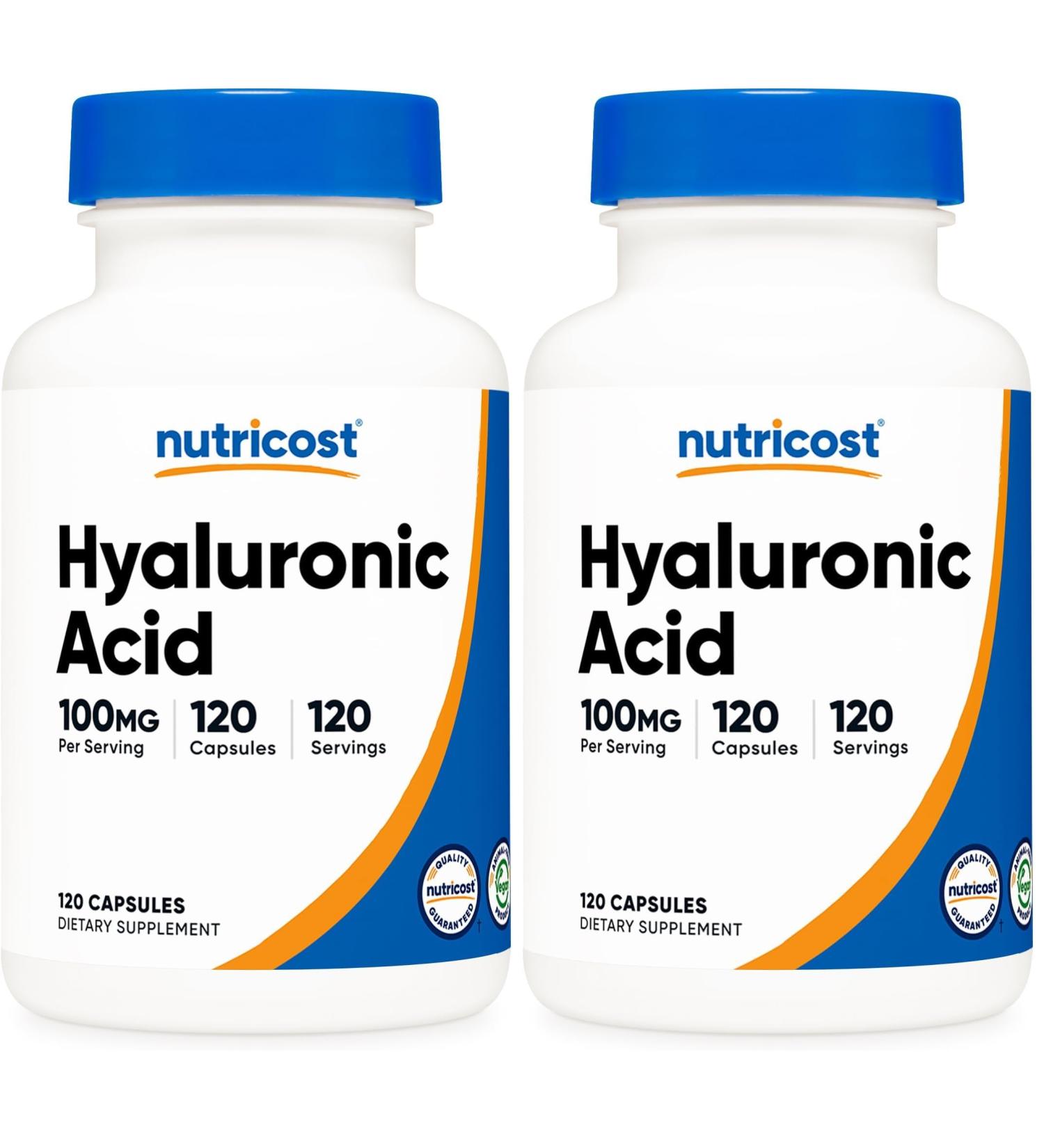 Nutricost Hyaluronic Acid Capsules 100mg 120 Vegetarian Capsules - Gluten Free Non-GMO (Pack of 2) - Buy Online on GoSupps.com