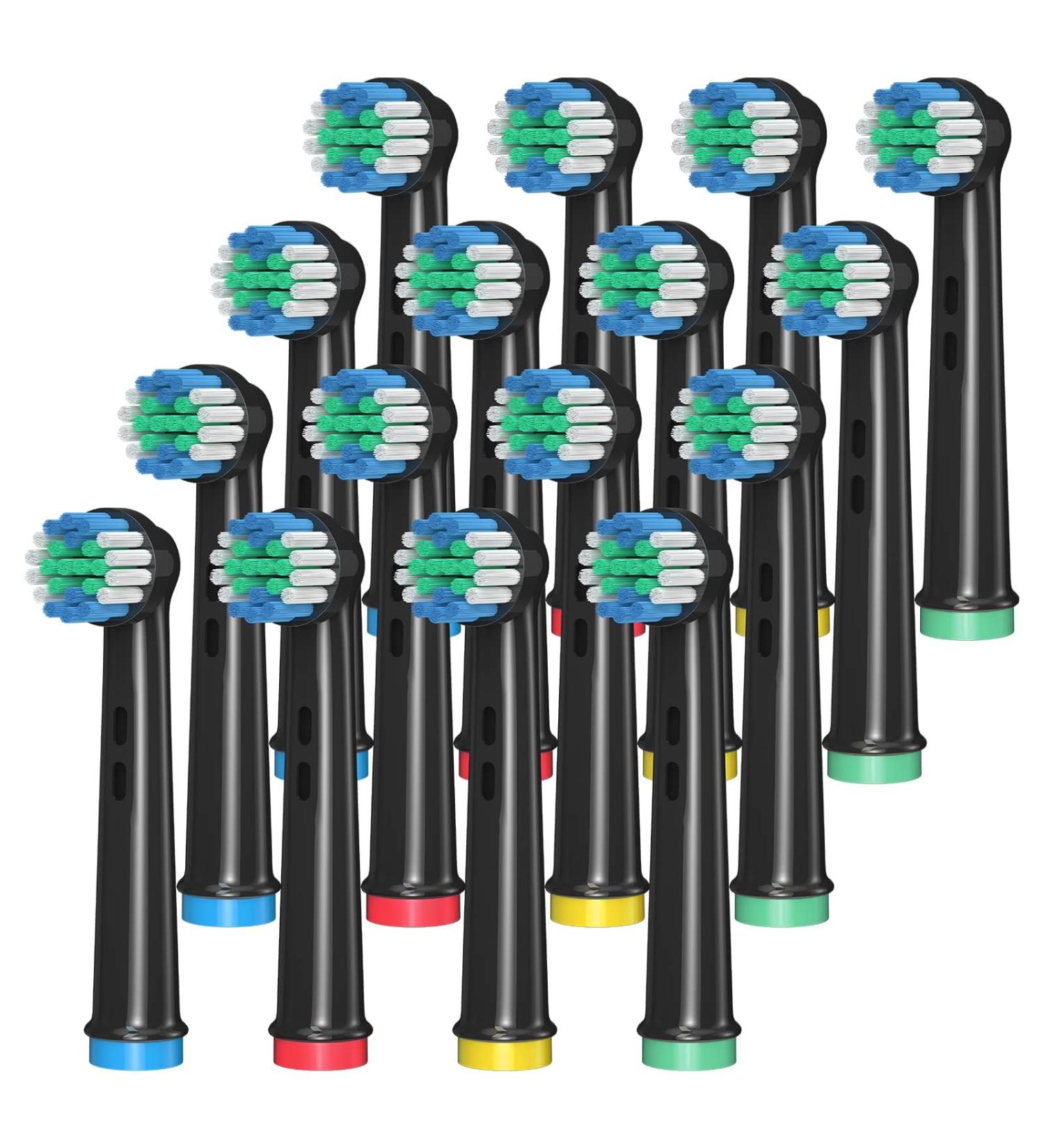 Anjocare Replacement Brush Heads for Oral B - 16 Pack Electric Toothbrush Heads Compatible with Pro1000/5000/7000 & Vitality - Black - Buy Online on GoSupps.com