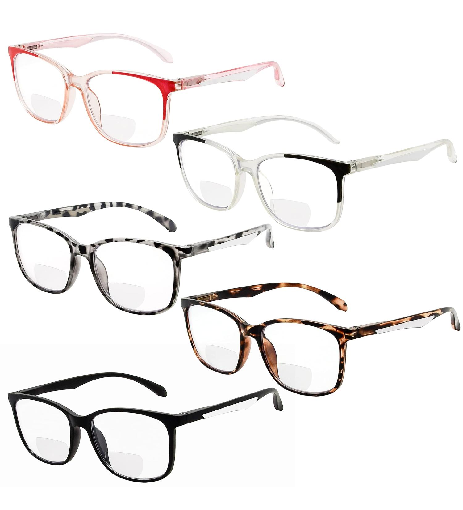 Eyekepper 5-Pack Bifocal Reading Glasses for Women - Large Frame +1.00 - Stylish Bi-Focal Readers in 5 Mix Colors - Buy Online on GoSupps.com