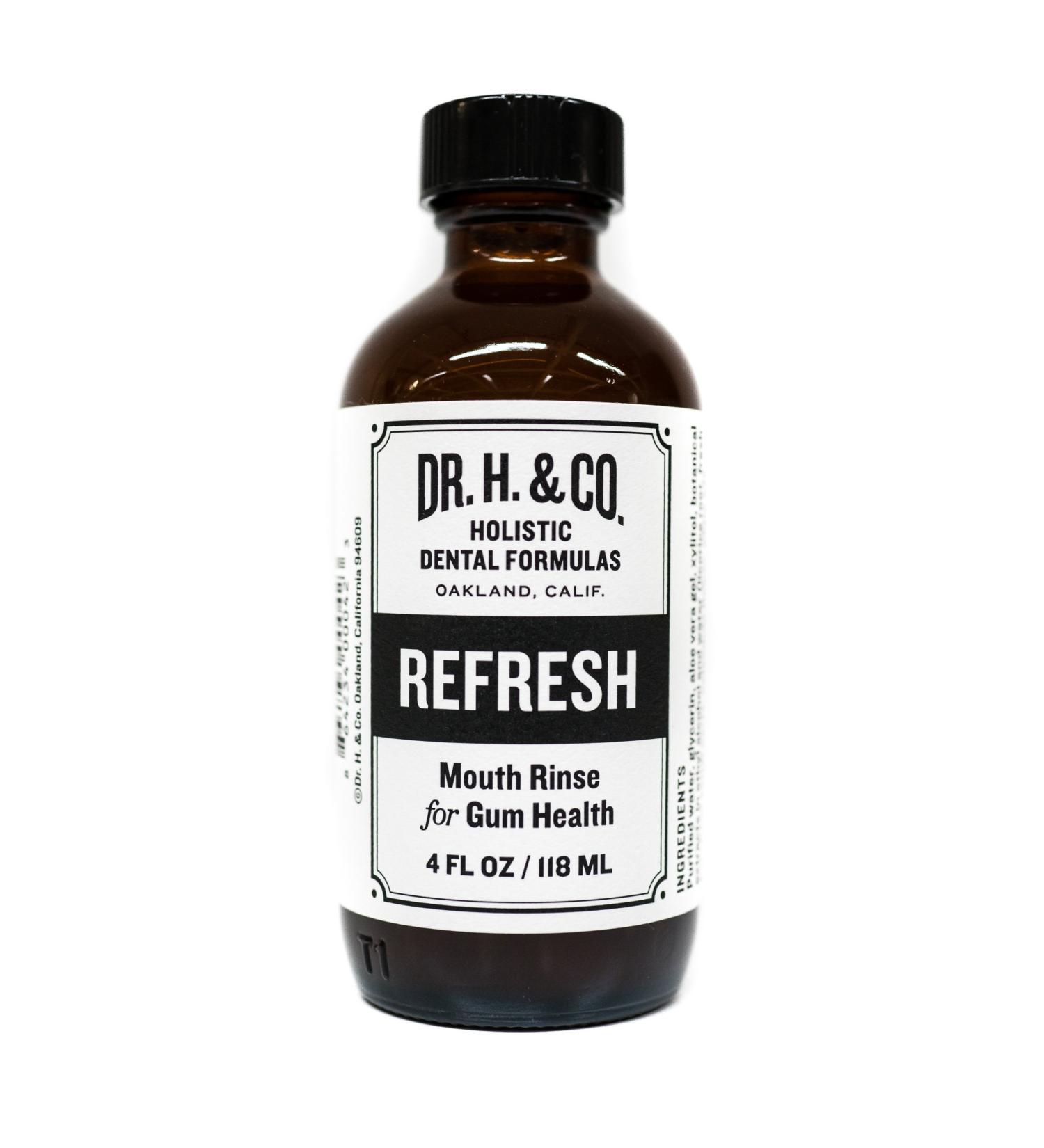 Dr. H. & Co. Refresh Mouthwash - Natural Herbal Holistic Rinse for Healthy Gums & Teeth - 4 oz Glass Bottle - Buy Online on GoSupps.com