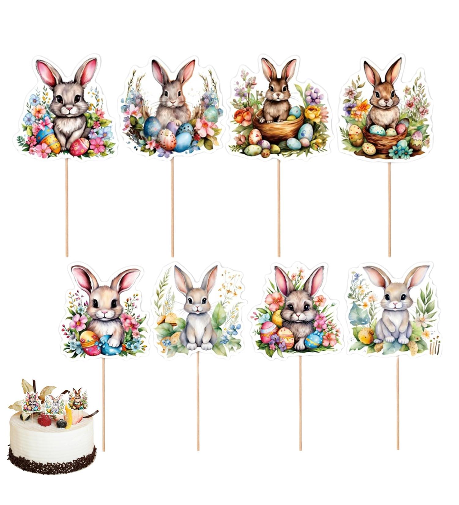 Stand Up Easter Cake Toppers - Easter Bunny Cupcake Toppers Wafer Rice Paper Cake Toppers Decoration for Easter and Birthday Neecs - Buy Online on GoSupps.com