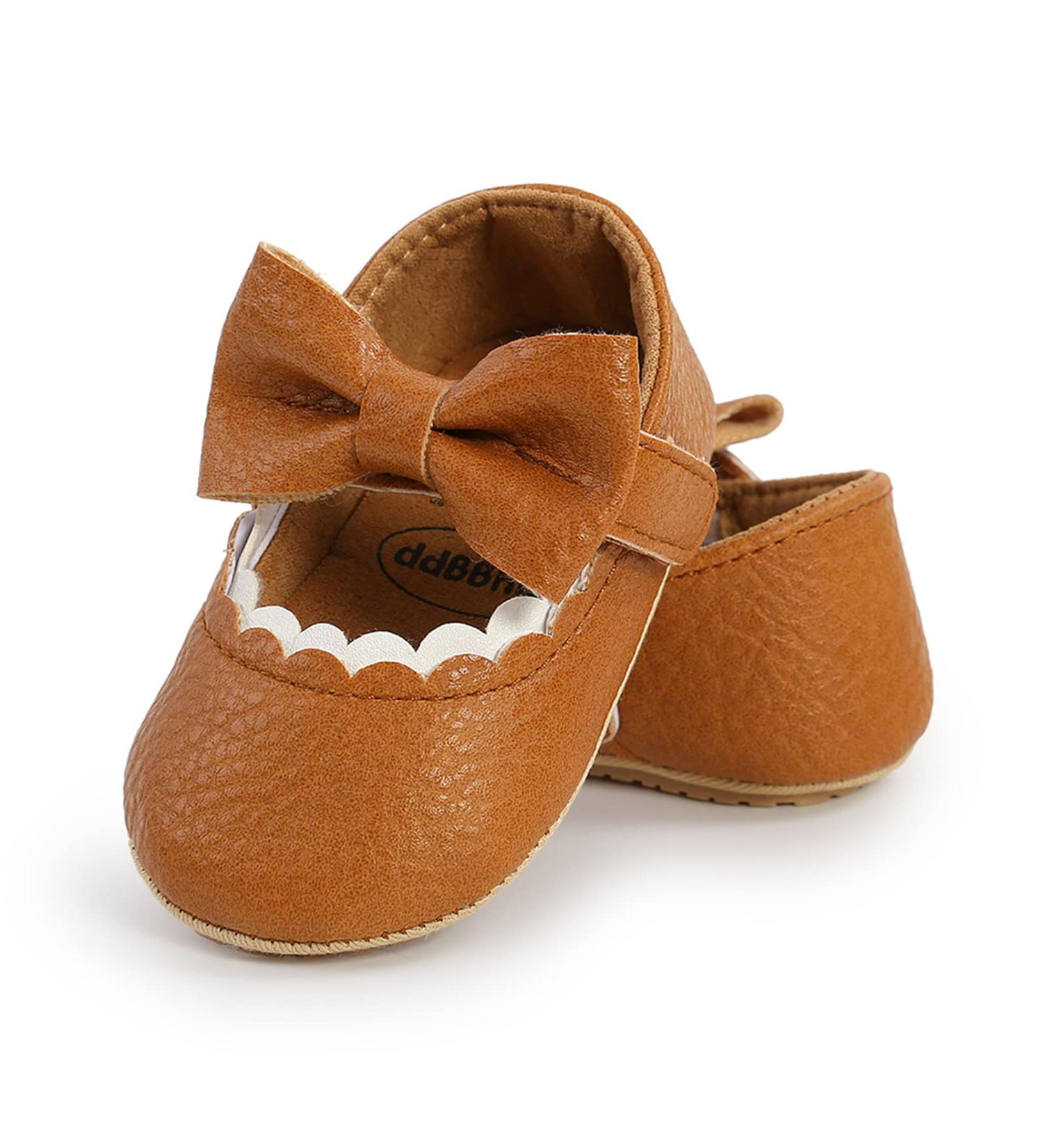 RVROVIC Baby Girl Princess Mary Jane Moccasins | Soft Sole Crib Shoes 12-18 Months | Toddler Dress Shoes B Brown - Buy Online on GoSupps.com