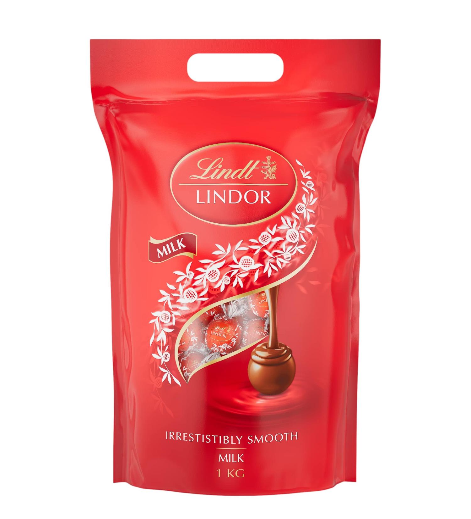 Lindt Lindor Milk Chocolate Truffle Bag - 1 kg (Approx. 80 Balls) - Perfect for Sharing - Smooth Melting Filling - International Shipping Available - Buy Online on GoSupps.com