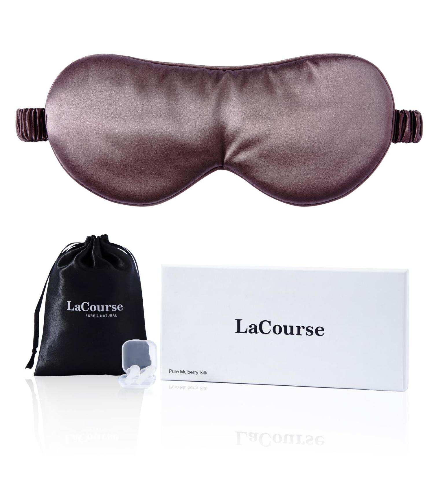 LaCourse 100% Genuine 22Momme Mulberry Silk Eye Mask - Grey Purple | Comfortable & Blackout Sleep Mask | Elasticated Silk Band | Pure Silk Filler | Gift Set - Buy Online on GoSupps.com