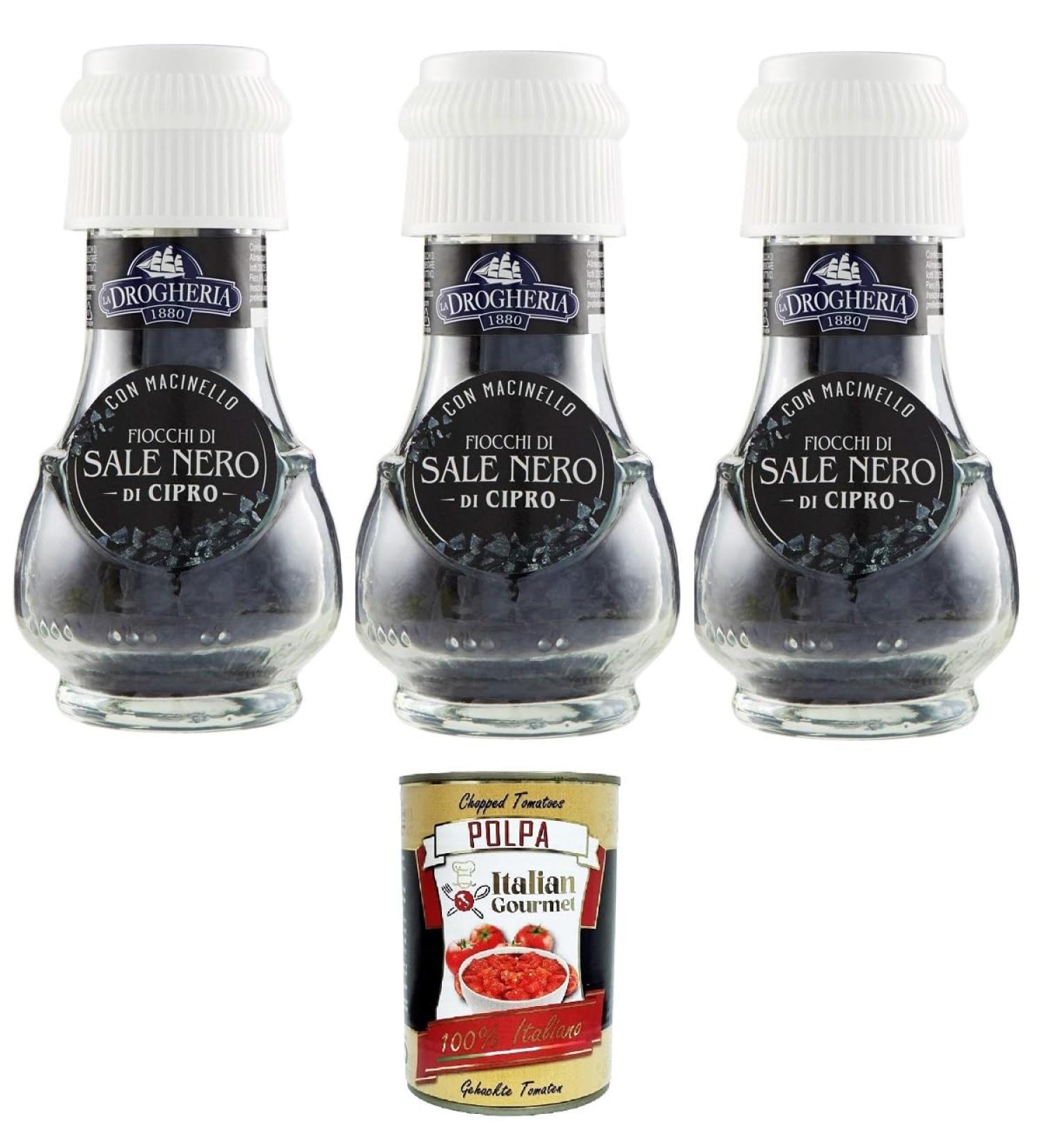Italian Gourmet E.R. La Drogheria Cyprus Black Salt 3 x 50 g + Italian Gourmet Pulp 400 g - Buy Online on GoSupps.com