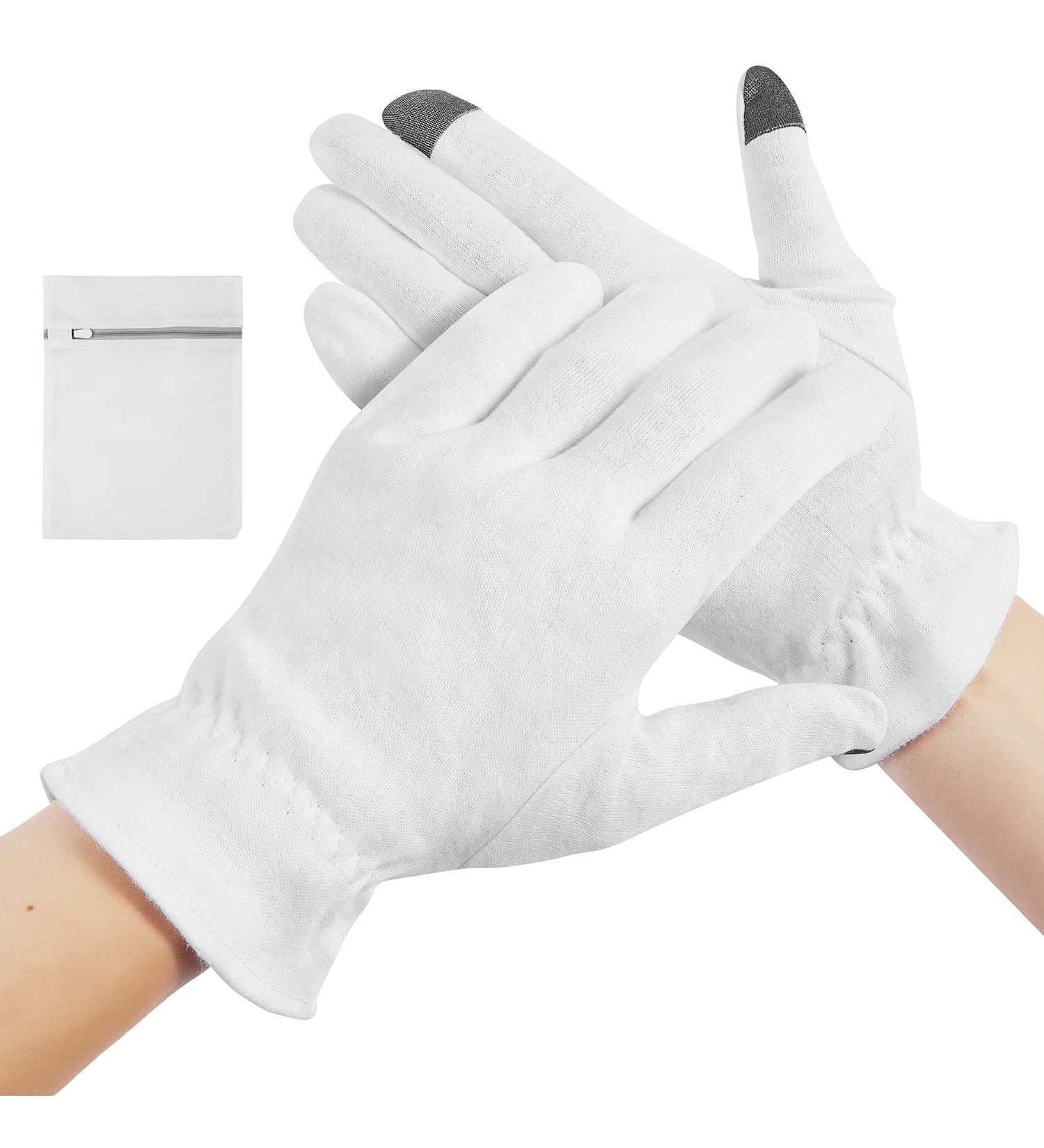 5 Pairs 100% Cotton Moisturizing Gloves - Touch Screen Friendly with Wristband and Washing Bag - Medium Size for Eczema and Dry Skin Therapy - Buy Online on GoSupps.com