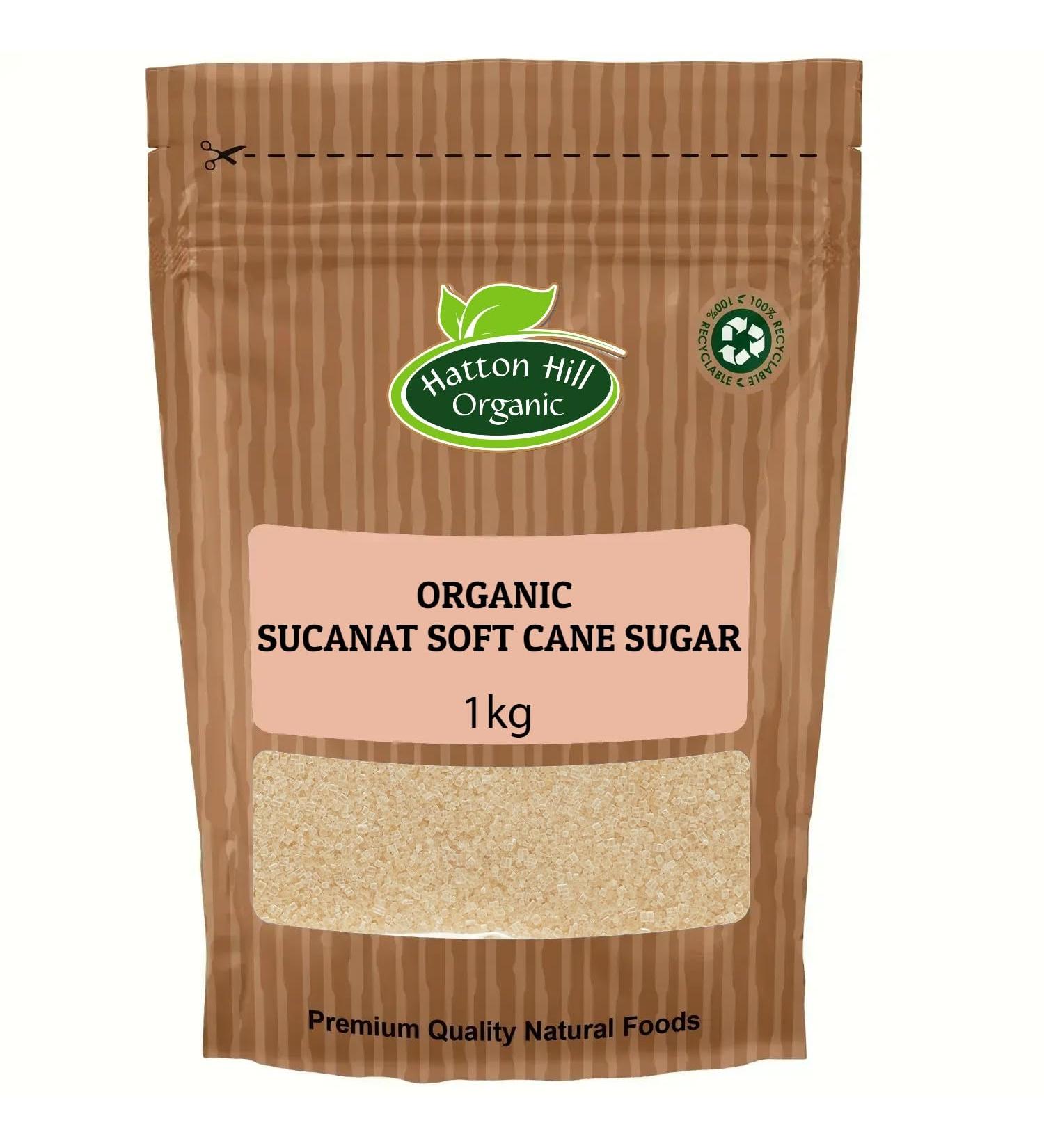 Organic Raw Unrefined Sucanat Soft Whole Cane Sugar (Panela Brown Rapadura) 1kg by Hatton Hill Organic
