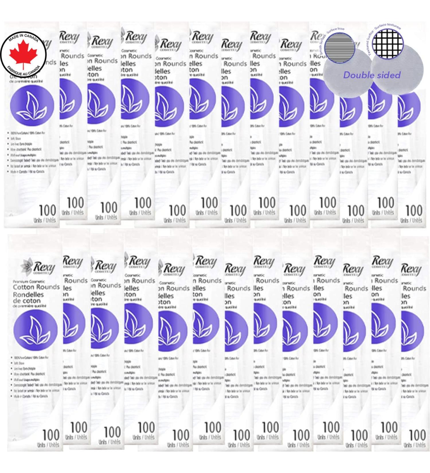 Cotton Pads for Face By Rexy Cosmetics (6 Pack) - Makeup Remover Pads - Made in Canada - 100% Pure Cotton Rounds Lint Free - Extra Absorbent Soft & Textured - Manufactured by Delon (2400 Count (Pack of 24)) - Buy Online on GoSupps.com