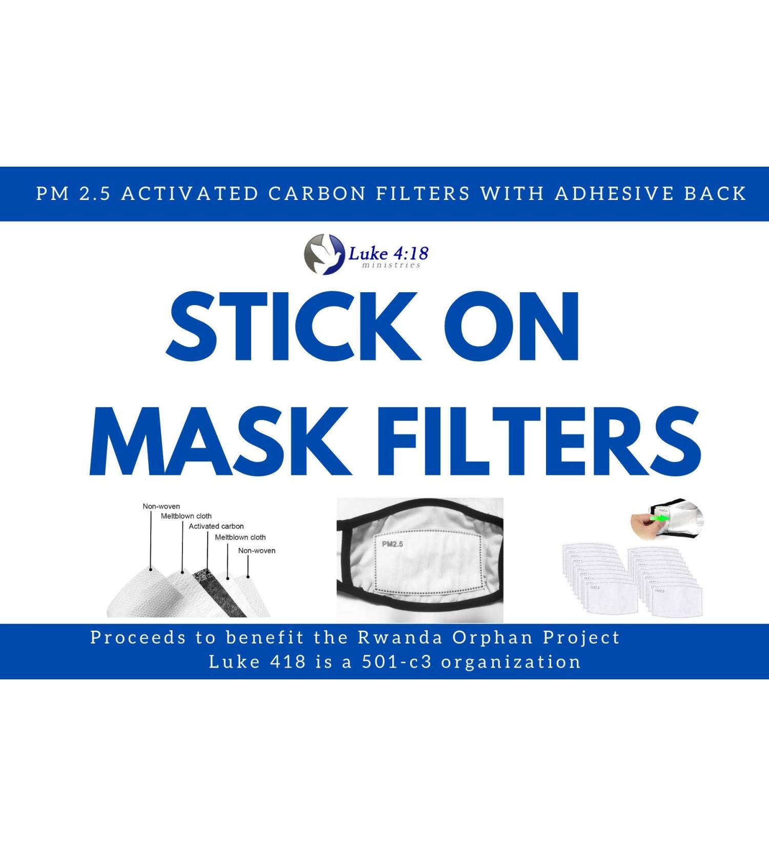 Stick On Mask Filters, PM 2.5 Activated Carbon and Anti Haze (Five Layer) Replaceable Filters (50)