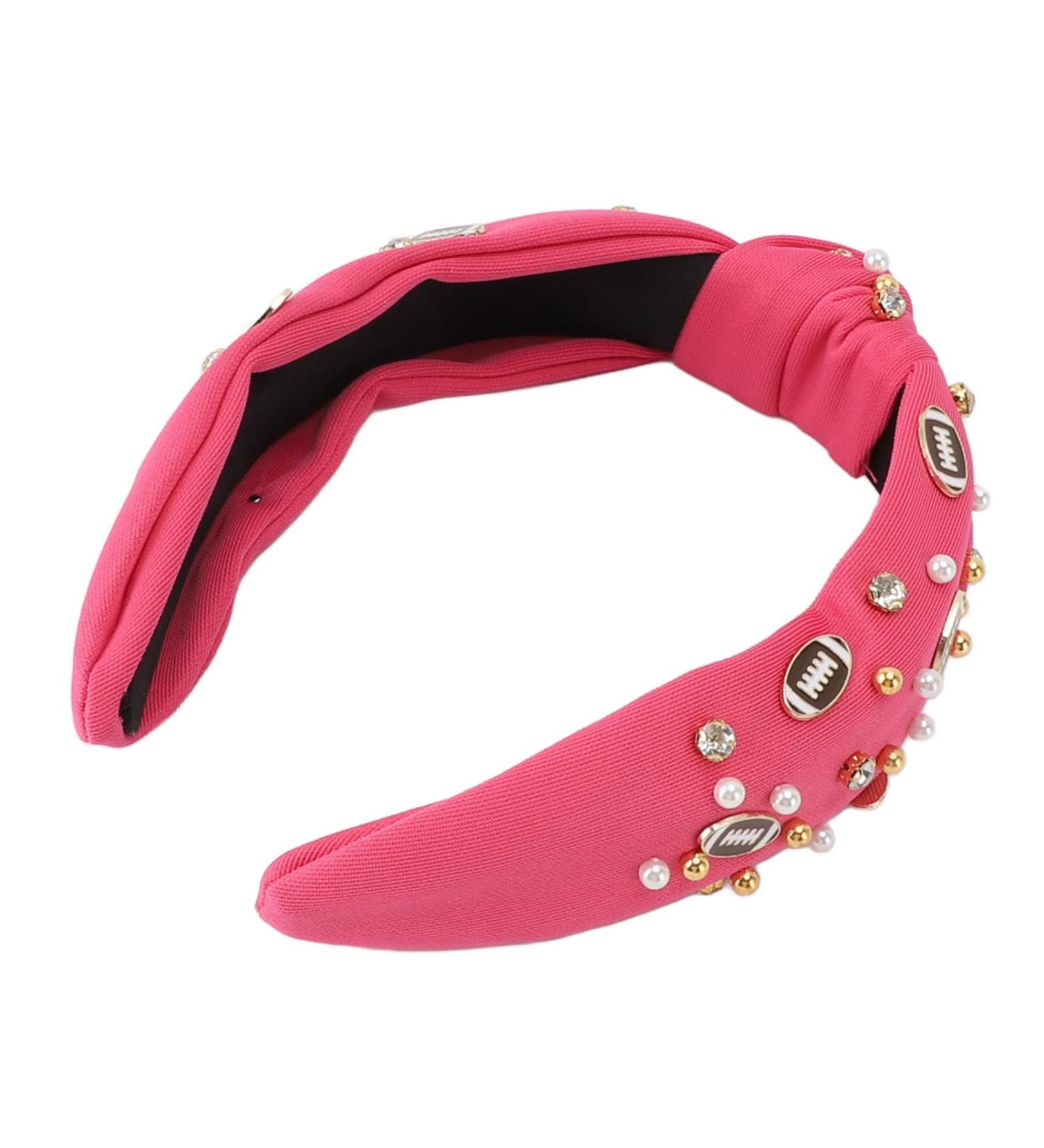 Rhinestone Knotted Headband Valentine's Day Headband Women Acrylic Rhinestone Wide Knotted Headband for Festivals (Rose Red) - Buy Online on GoSupps.com