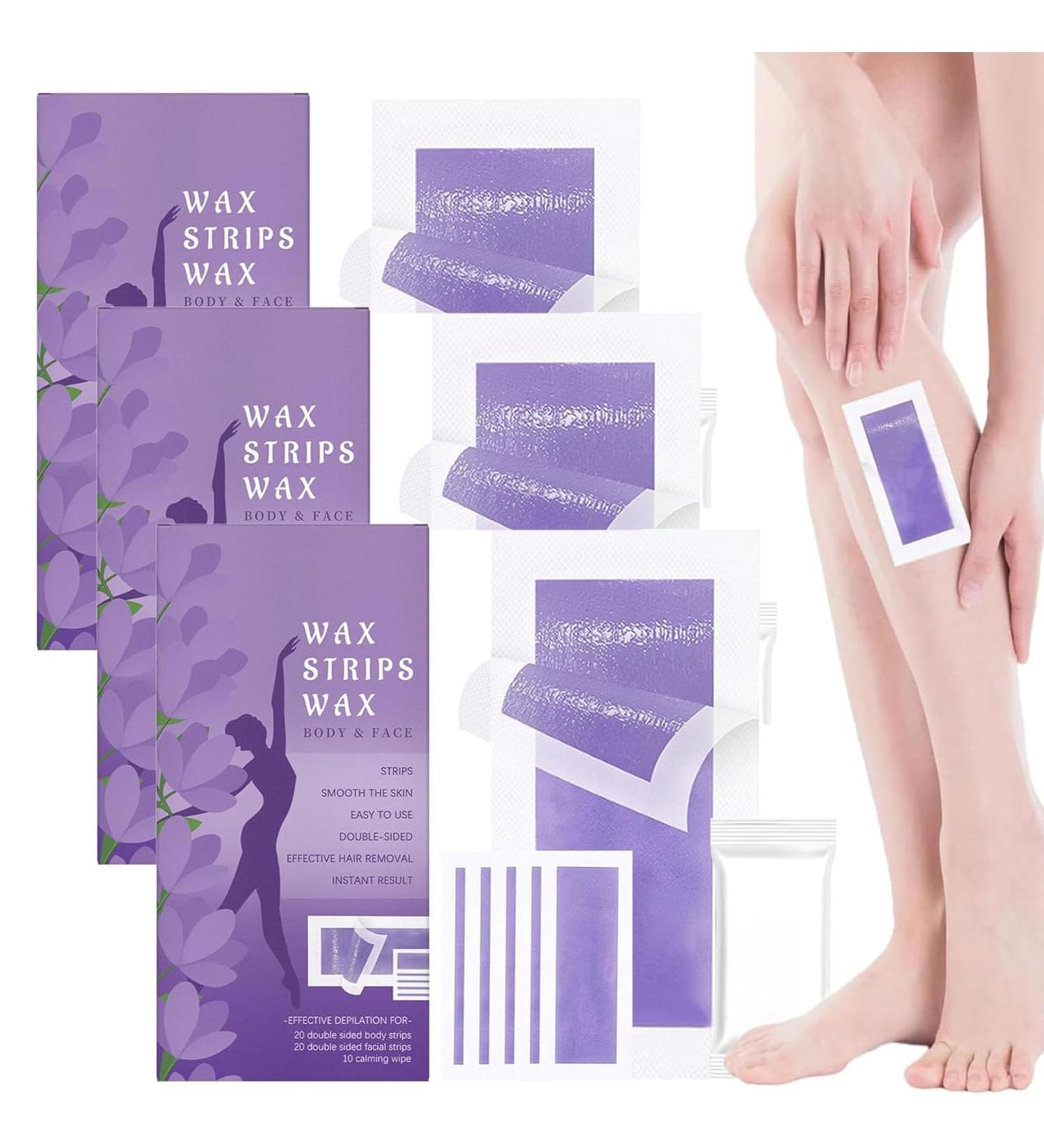 Bandes de cire douces pour le visage et le corps compte (20 bandes corps + 20 bandes visage) avec 10 lingettes apaisantes kit d' pilation la maison pour femmes et hommes (3pcs) - Buy Online on GoSupps.com