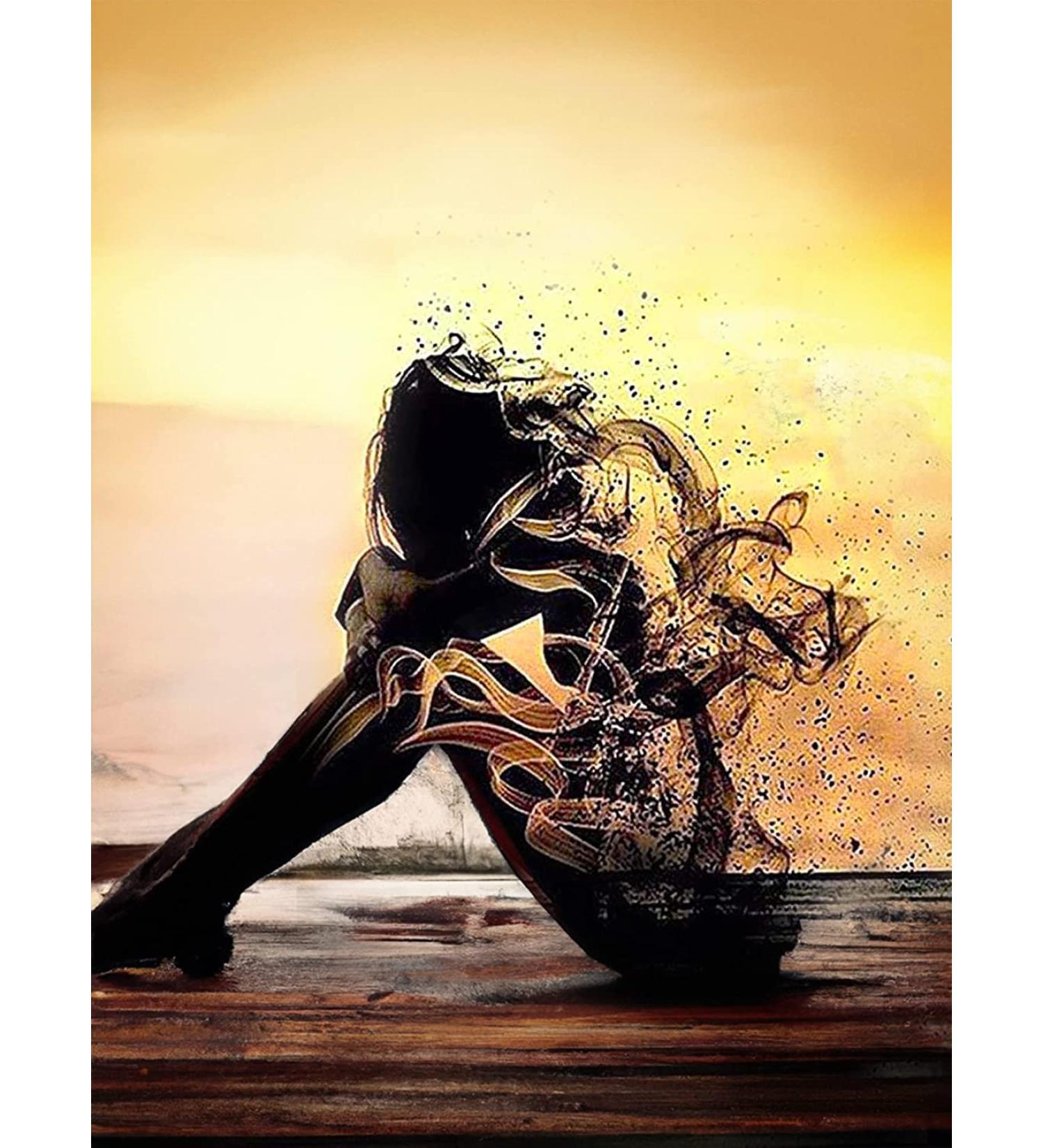 Jungobiu 5D Diamond Painting Kit - Lonely Sad Woman Sunset Beauty | Full Round Drill Crystal Rhinestone Embroidery for Home Wall Decor 12x16inch - Buy Online on GoSupps.com