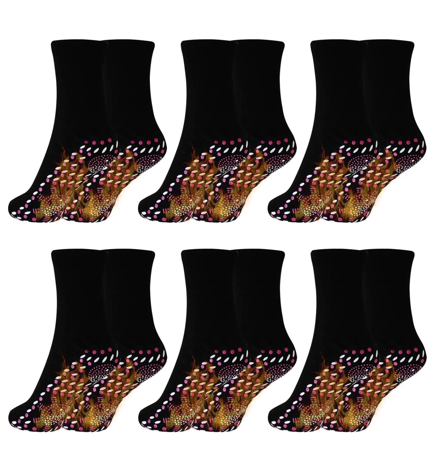 Self-Heating Socks - 6 Pairs of Tourmaline Warm Socks for Men & Women | Best Winter Outdoor Skiing Comfort - Buy Online on GoSupps.com