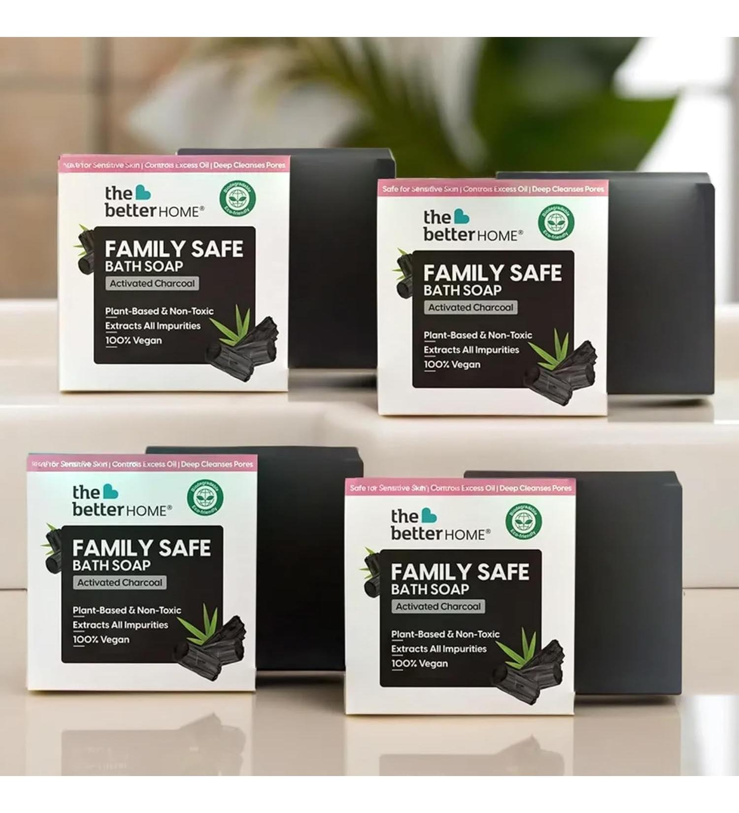 Th.e Bet.ter Ho.me Charcoal Soap - Natural 4-Pack (100g Each) | Exfoliating Bath Soap for Dead Skin Acne & Oil Control | International Shipping Available - Buy Online on GoSupps.com