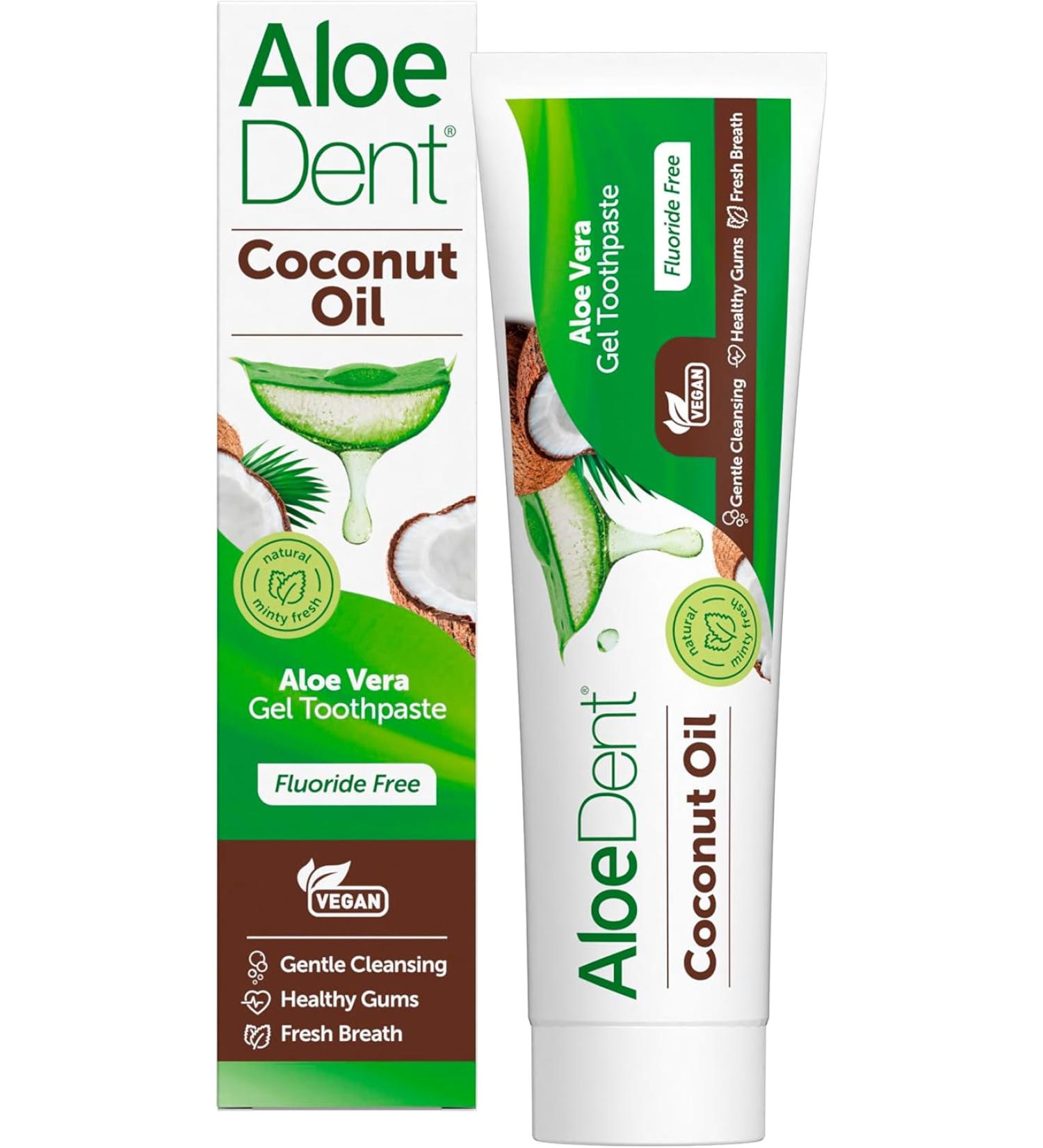 Aloedent Coconut Oil Toothpaste 100ml | Fluoride-Free Vegan & SLS-Free for Healthy Gums - Buy Online on GoSupps.com