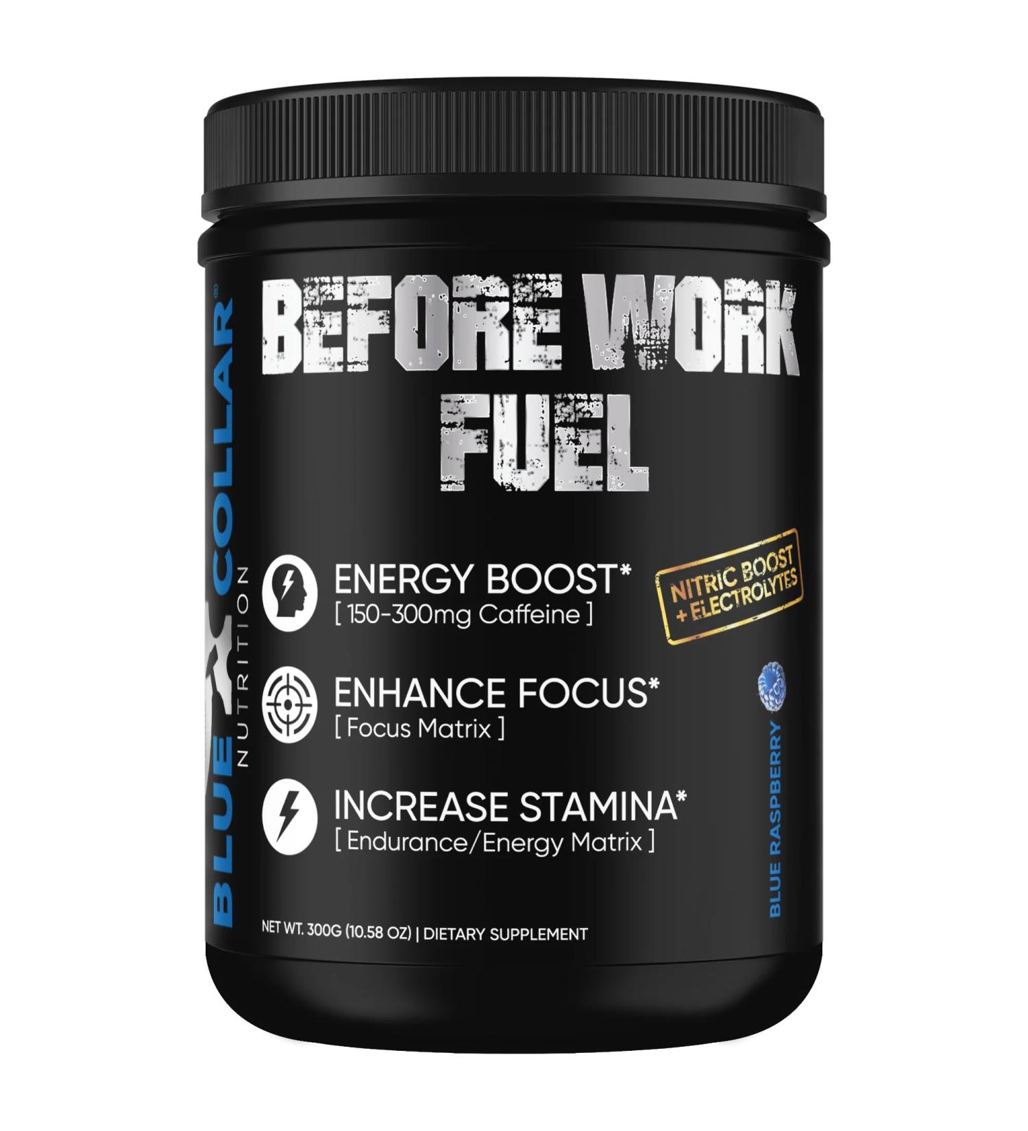 BLUE COLLAR NUTRITION Before Work Fuel Pre-Work Formula to Support Energy Focus & Endurance 30 Servings (All Flavors) (30 Serving Blue Raspberry) Blue Raspberry 15 Ounce (Pack of 1) - Buy Online on GoSupps.com