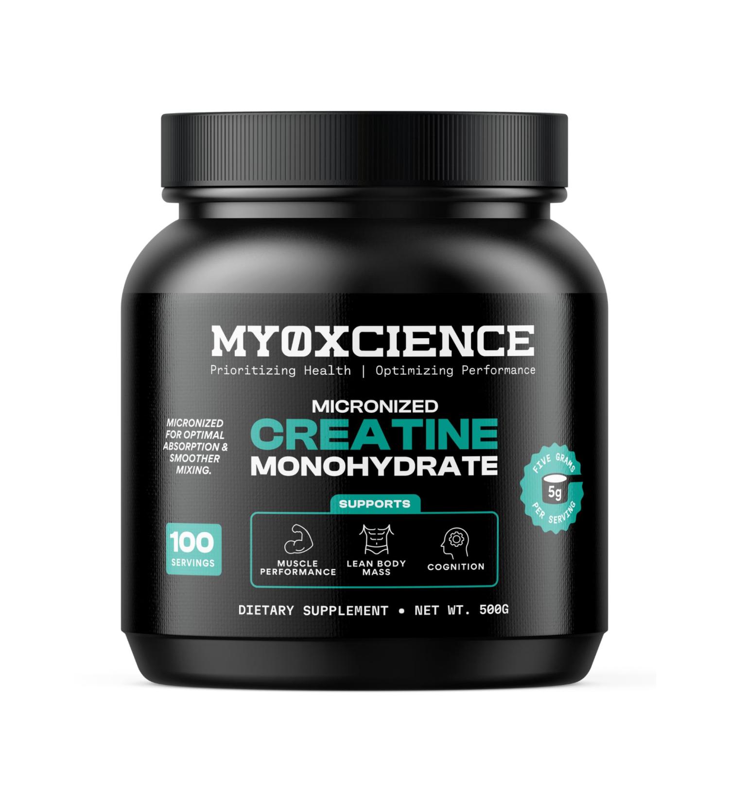 MYOXCIENCE Micronized Creatine | Supports Muscle Performance Lean Body Mass & Cognition | 100 Servings - Buy Online on GoSupps.com