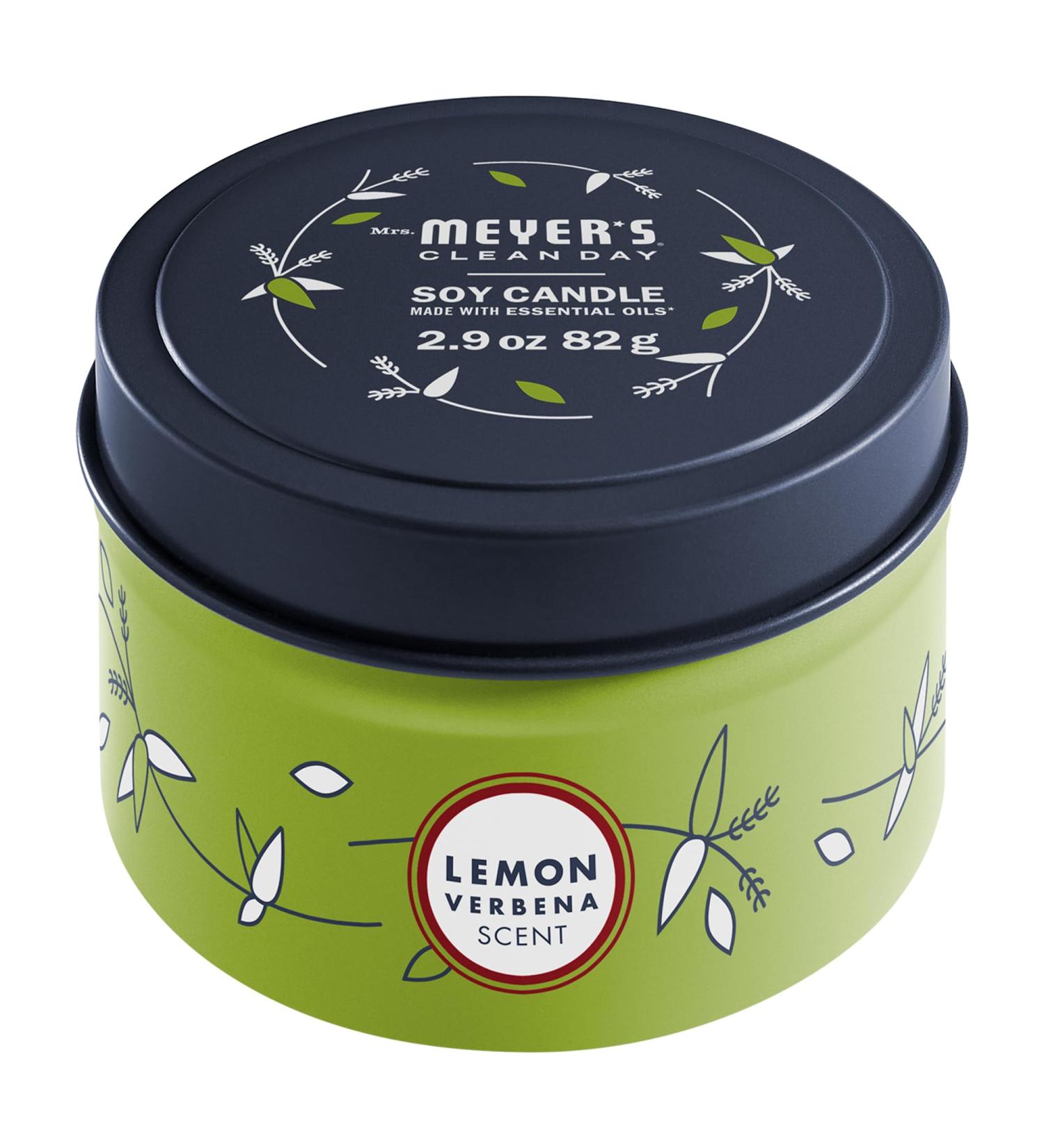 MRS. MEYER'S CLEAN DAY Lemon Verbena Soy Tin Candle - 12 Hour Burn Essential Oils 2.9 Oz - International Shipping Available - Buy Online on GoSupps.com