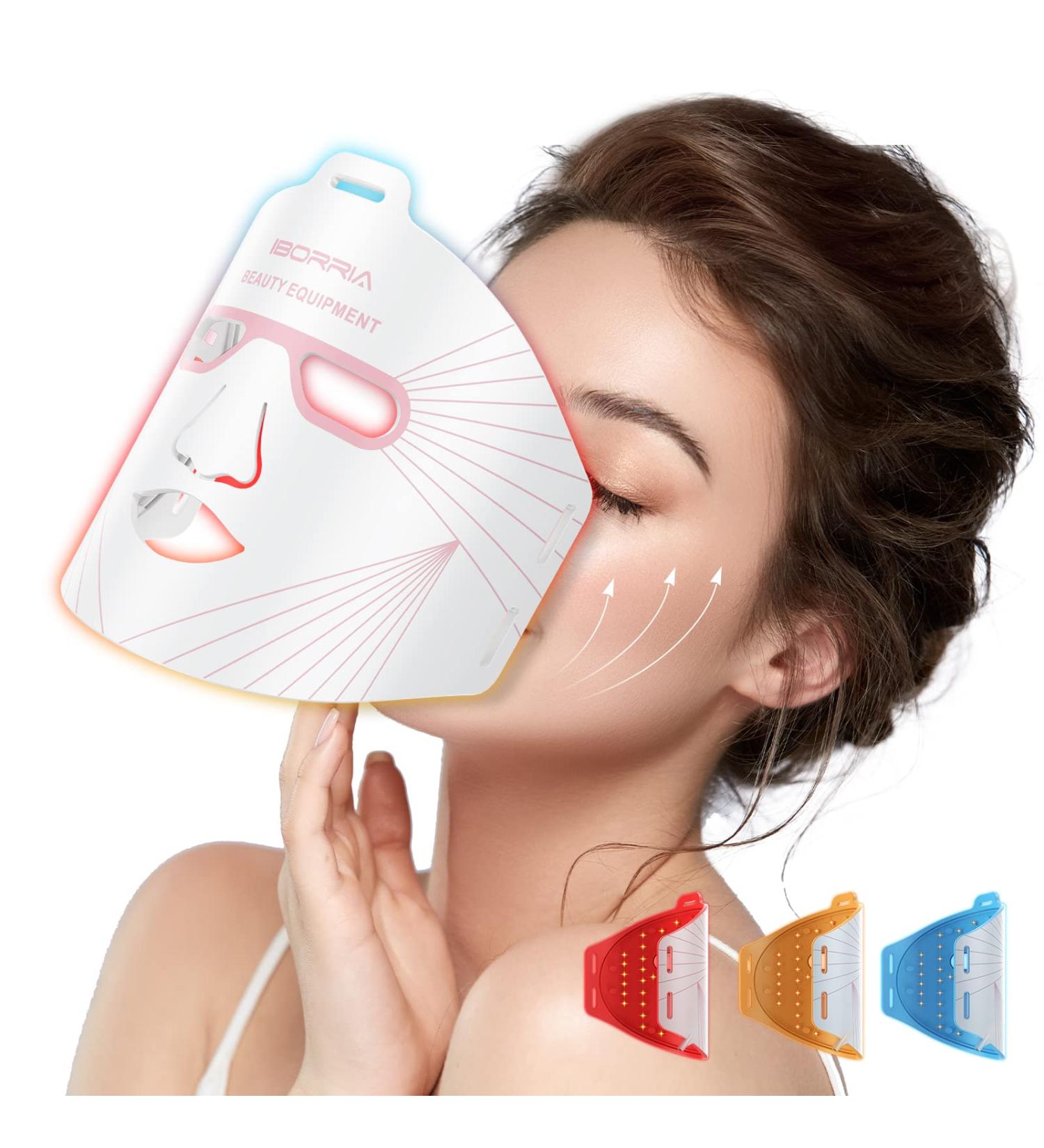 IBORRIA Red Light Therapy for Face Led Face Mask Light Therapy Infrared Red Light Therapy Mask Advanced Anti-Aging Wrinkle Acne Removal Skin Care Device for All Skin Types at Home (White) - Buy Online on GoSupps.com