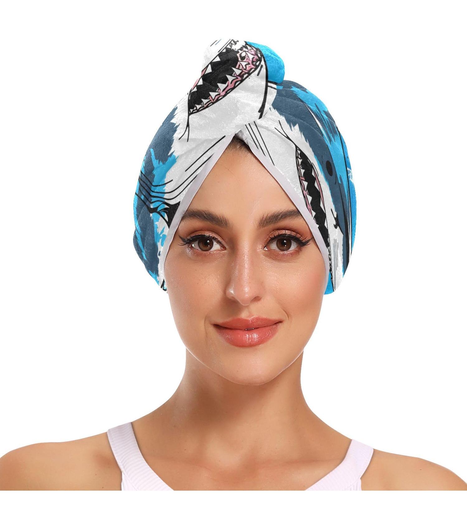 Fierce Shark Hair Towel 2 Pack | Super Absorbent Quick Dry Hair Turbans for Women & Girls - Buy Online on GoSupps.com