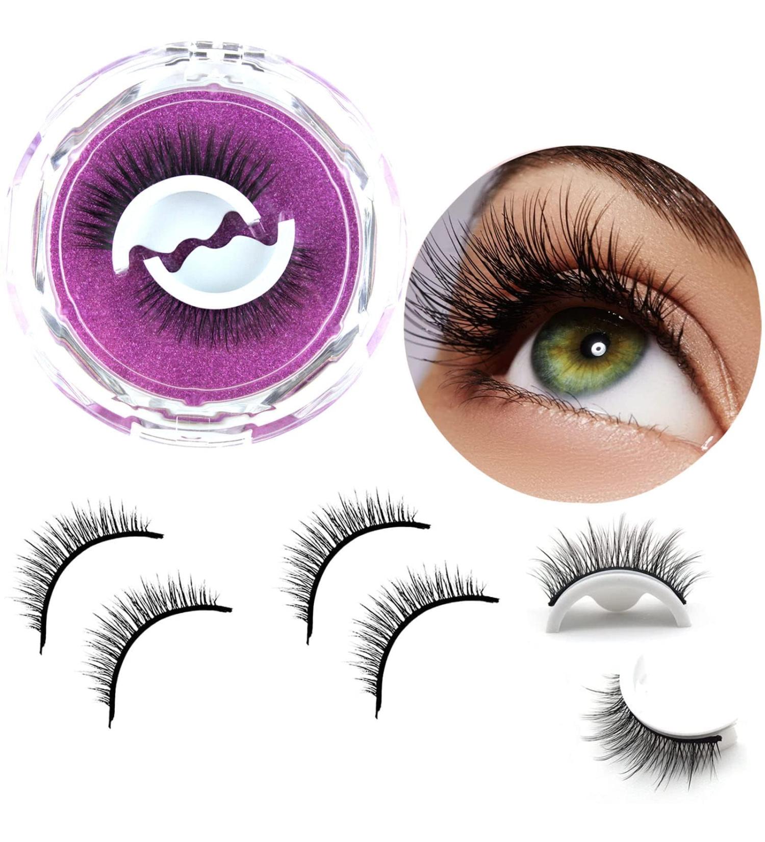 Reusable Self Adhesive Eyelashes - No Glue False Eyelashes for Natural Look (2 Pairs) - Self Sticking Eco-Friendly Beauty - Buy Online on GoSupps.com