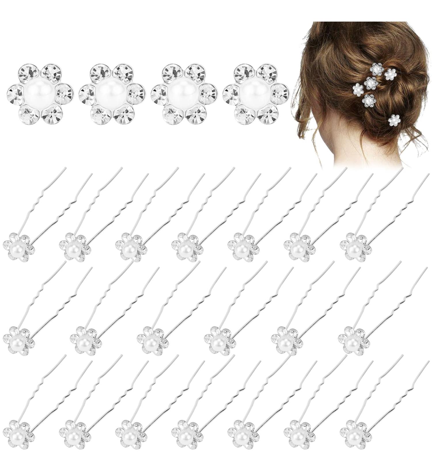ACO-UINT 20Pcs Flower Hair Pins - Bridal Pearl Hair Accessories for Women, Wedding & Bridal Party Hairpiece - Buy Online on GoSupps.com
