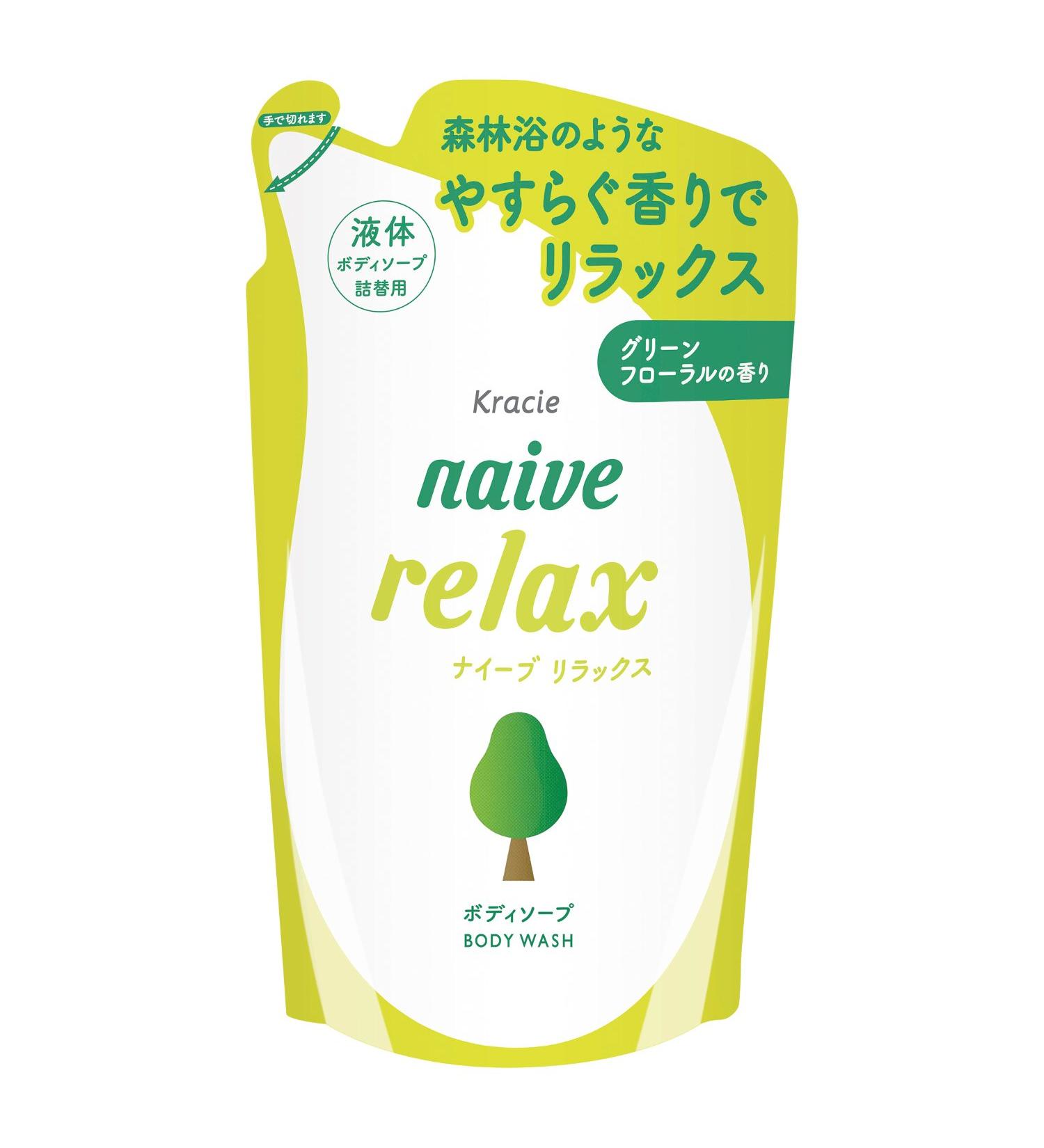 Naive Relax Body Soap with Theanine Refill with Green Floral 380ml Kracie Home Products