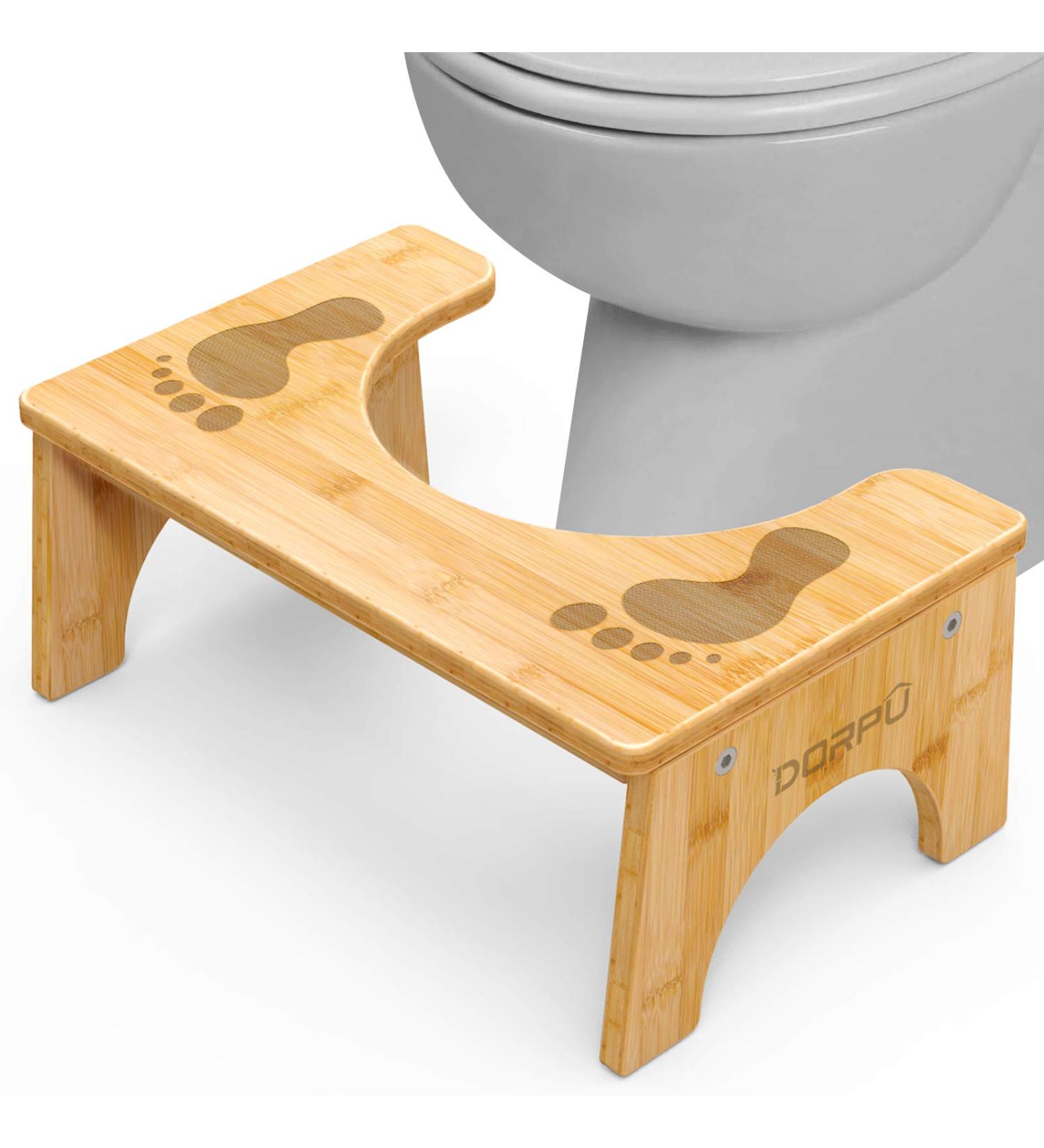 DORPU Bamboo Squatting Toilet Stool - Anti Slip Bathroom Stool for Adults - 350 lbs Load Capacity (9 inches) - Pack of 1 - Buy Online on GoSupps.com