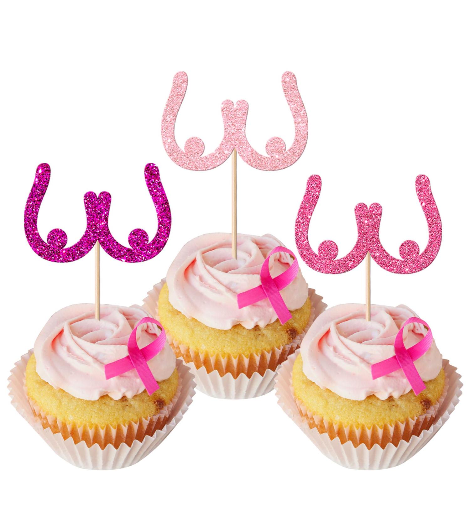 Pack of 30 Breast Cancer Awareness Cake Decorations Glitter Breast Cupcake Toppers Breast Cancer Awareness Cake Decoration for Believe Hope Pink Ribbon Party Cake Decorations - Buy Online on GoSupps.com