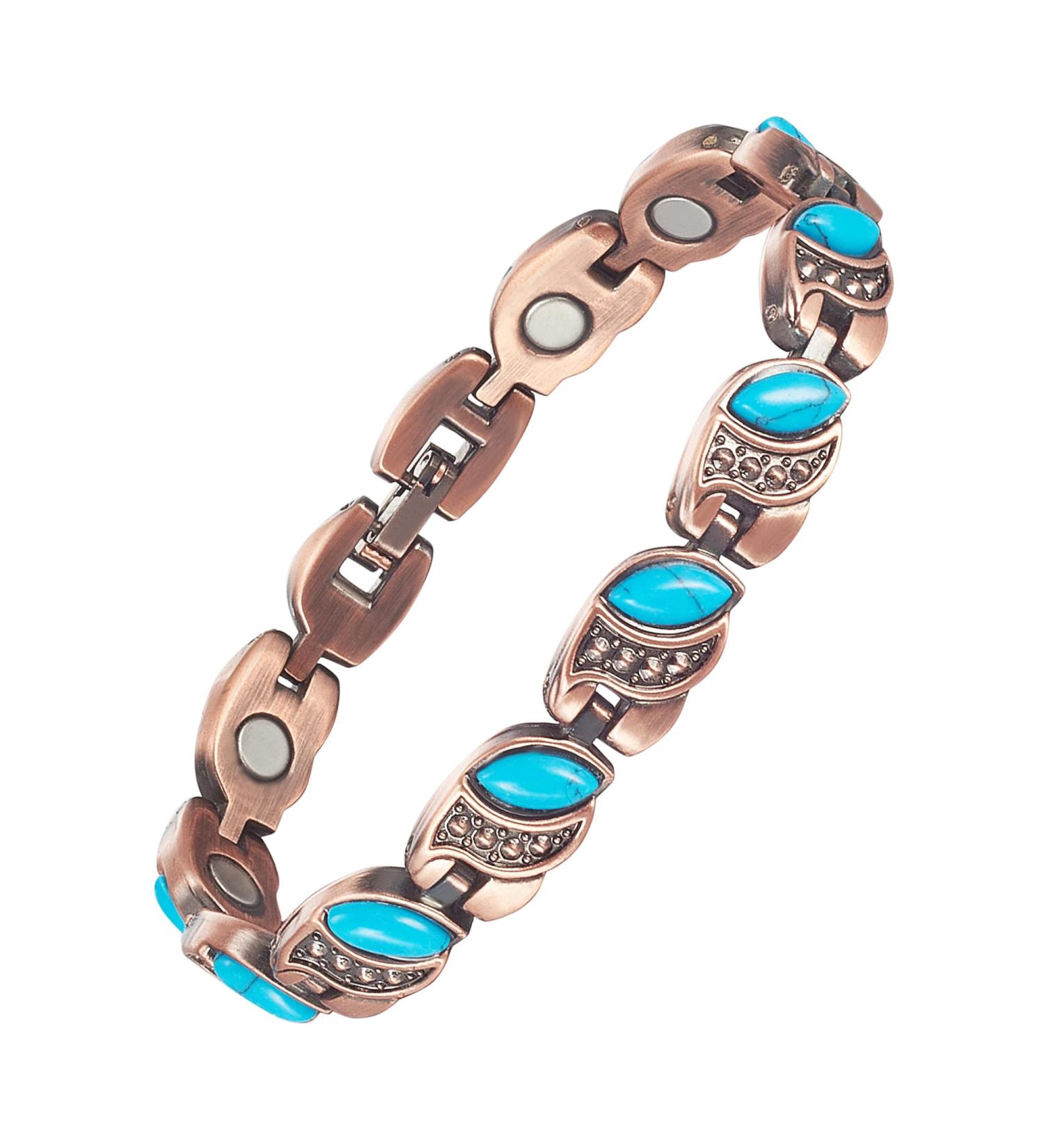 EnerCoppeX Copper Magnetic Bracelet for Women - Turquoise Jewelry with 3500 Gauss Magnet (COB-0175) - Buy Online on GoSupps.com
