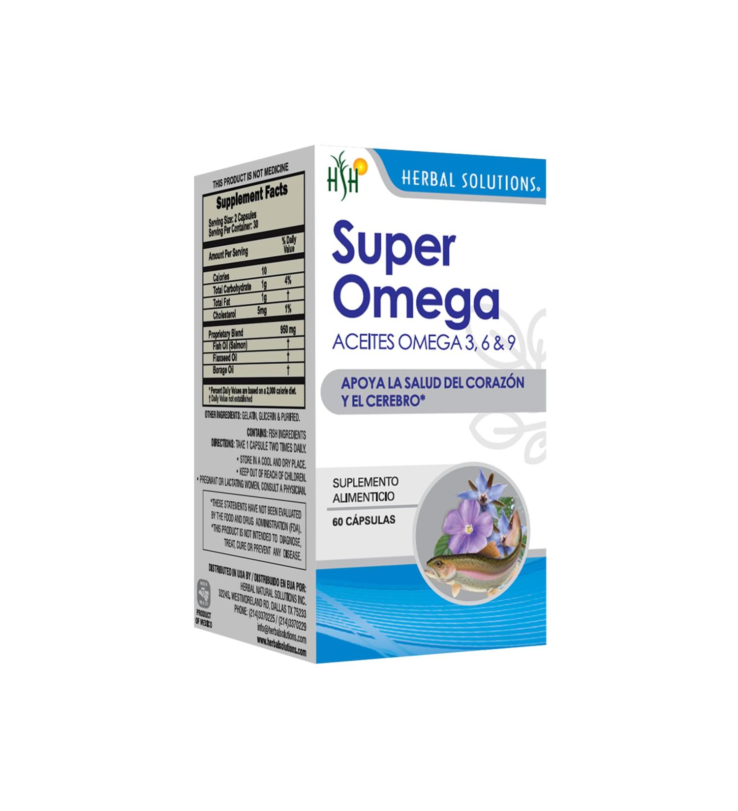 Herbal Solutions Super Omega 1400mg - Premium Omega-3 Fish Oil Softgels for Heart Health Support - Natural Cardiovascular Supplement 60 Count