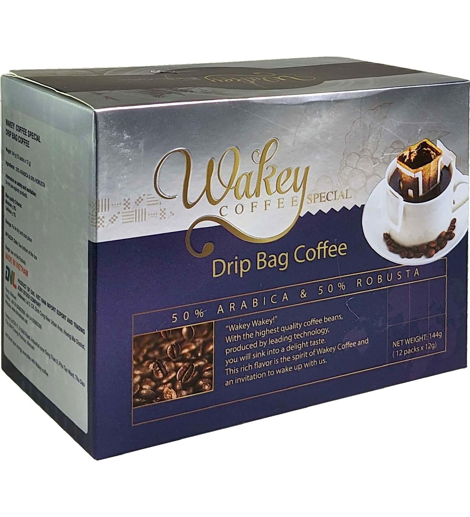 Wakey Premium Vietnamese Coffee Drip Bag- 50% Robusta & 50% Arabica 12 count - Buy Online on GoSupps.com