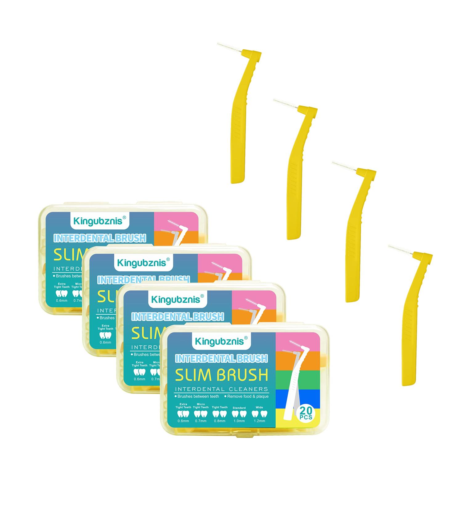 Kingubznis 80 Count Interdental Brush Cleaner - Dental Hygiene Brushes for Tight Teeth - Yellow - Buy Online on GoSupps.com