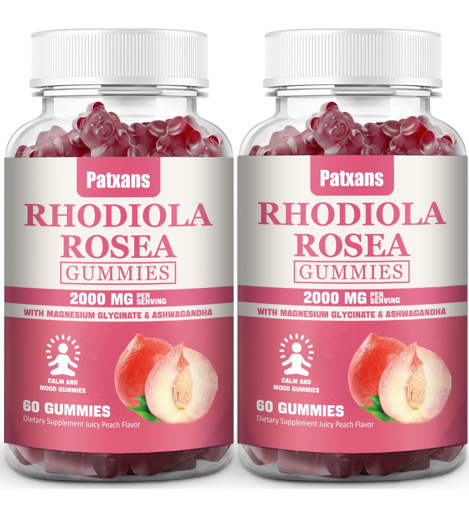 Buy 2 Packs 2000MG Sugar Free Rhodiola Rosea Gummies | Non-GMO Cortisol Reducer & Mood Support | 120 Vegetarian Chews for Stress Relief & Endurance - Buy Online on GoSupps.com