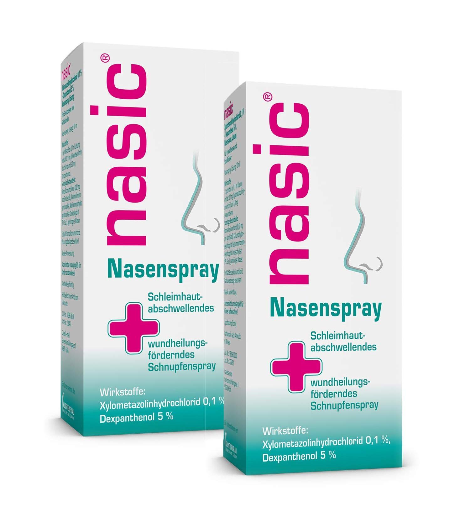 Nasic Nasal Spray PLUSS - Decongestant & Wound Healing for Adults & Kids | Xylometazoline & Dexpanthenol | 2x10ml Pack | International Shipping - Buy Online on GoSupps.com