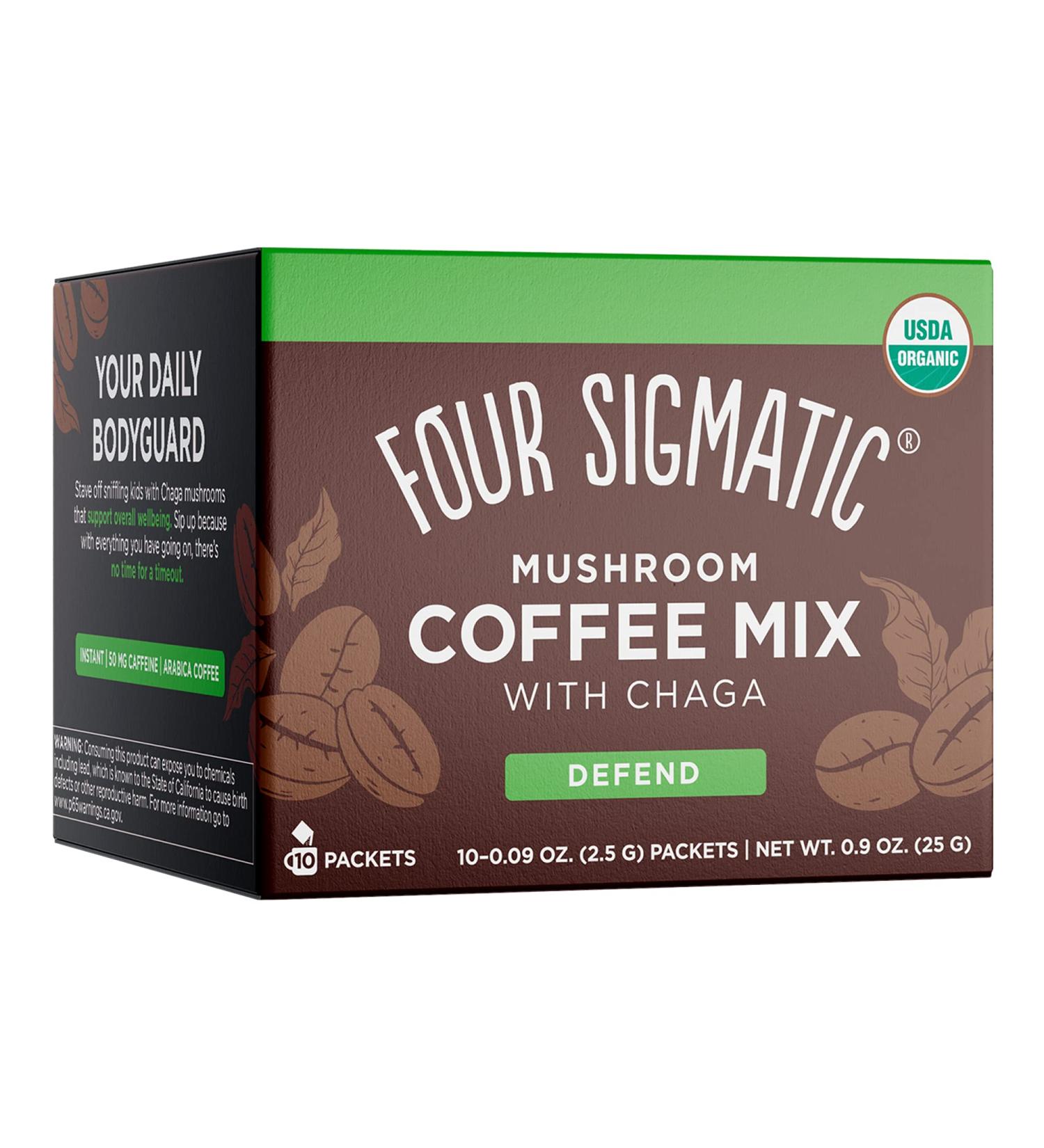 Four Sigmatic Mushroom Coffee Mix with Chaga - 10 Packets (0.09 oz each) - Natural Energy Boost - Buy Online on GoSupps.com