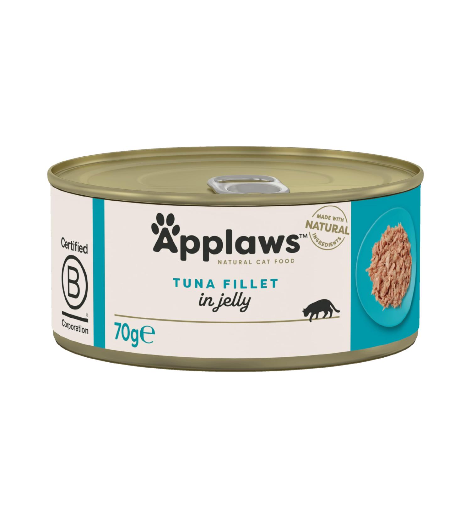 Applaws Natur Tuna Fillet with Salmon in Jelly - 24 x 70g Premium Wet Food for Adults - 1.68 kg Pack - Buy Online on GoSupps.com