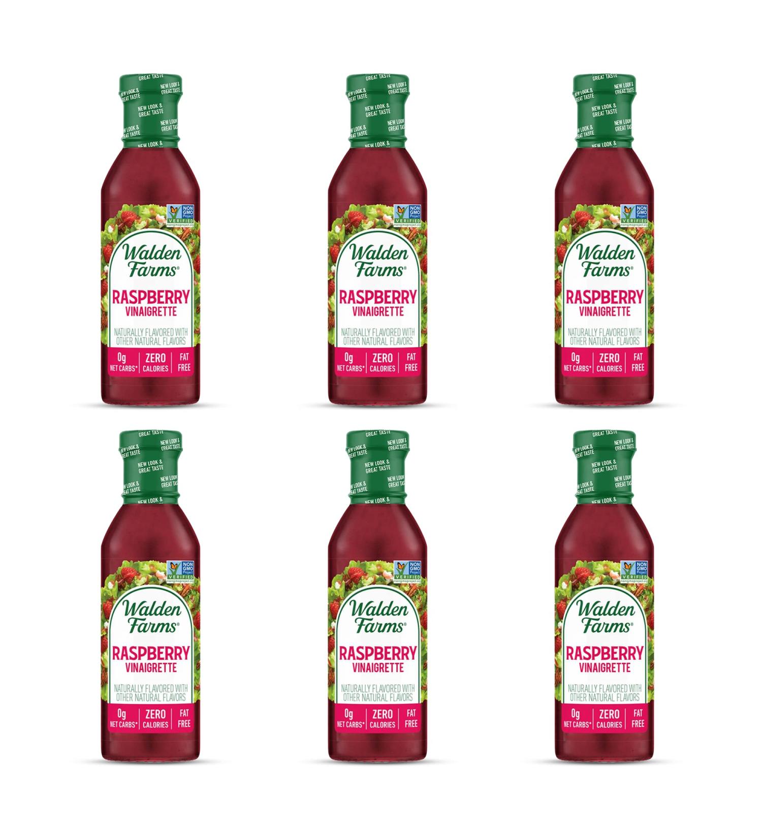 Walden Farms Raspberry Vinaigrette Dressing 12 oz Bottle (Pack of 6) | Sugar Free, 0g Net Carbs, Kosher Certified | Perfect for Salads, Pizza, Vegetables, Cocktails | Fresh & Delicious - Buy Online on GoSupps.com