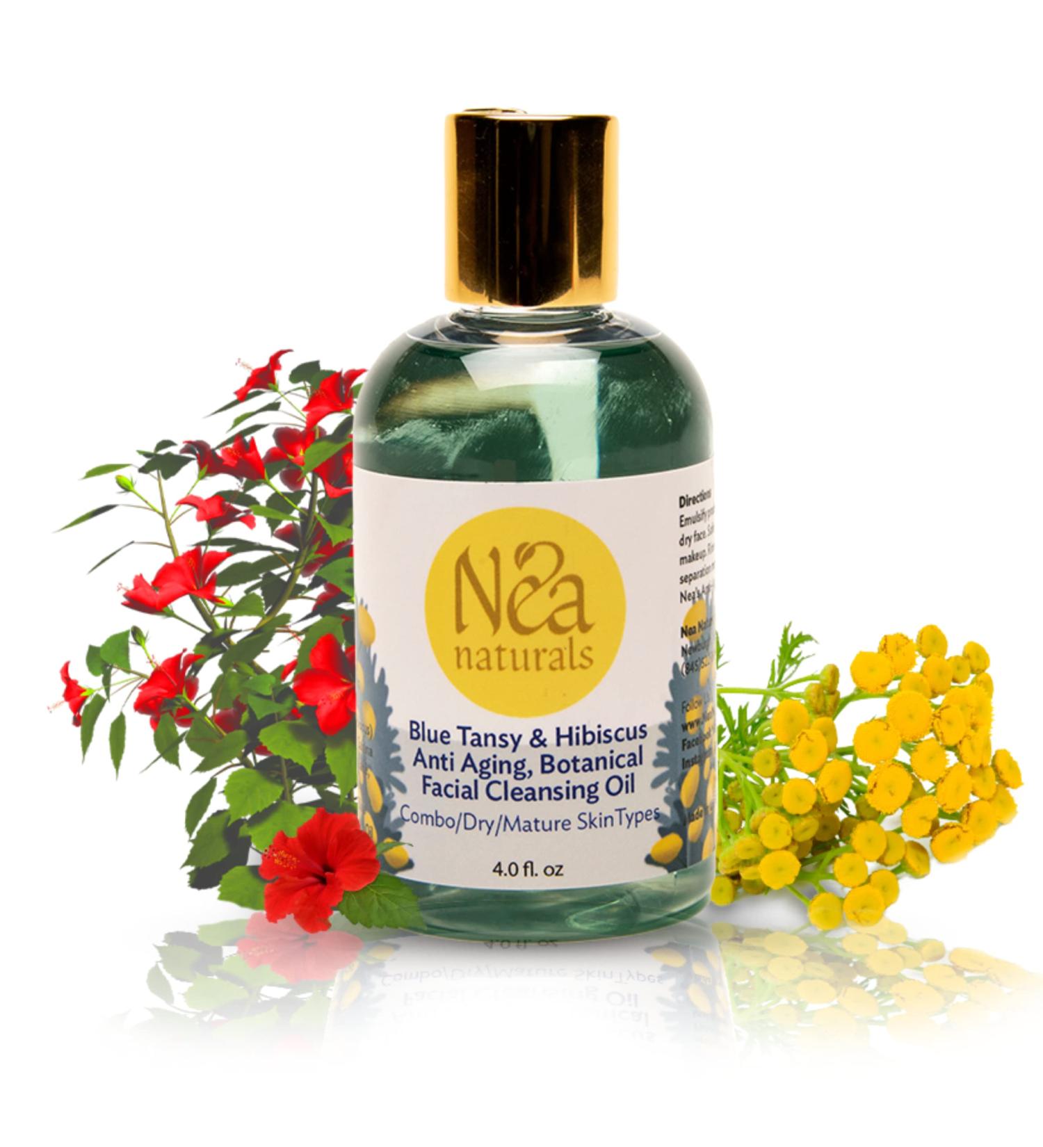 Blue Tansy & Organic Hibiscus Facial Cleansing Oil - Anti-Aging Pore-Deep Cleanser - 4.0 fl. oz - Ships Internationally - Buy Online on GoSupps.com