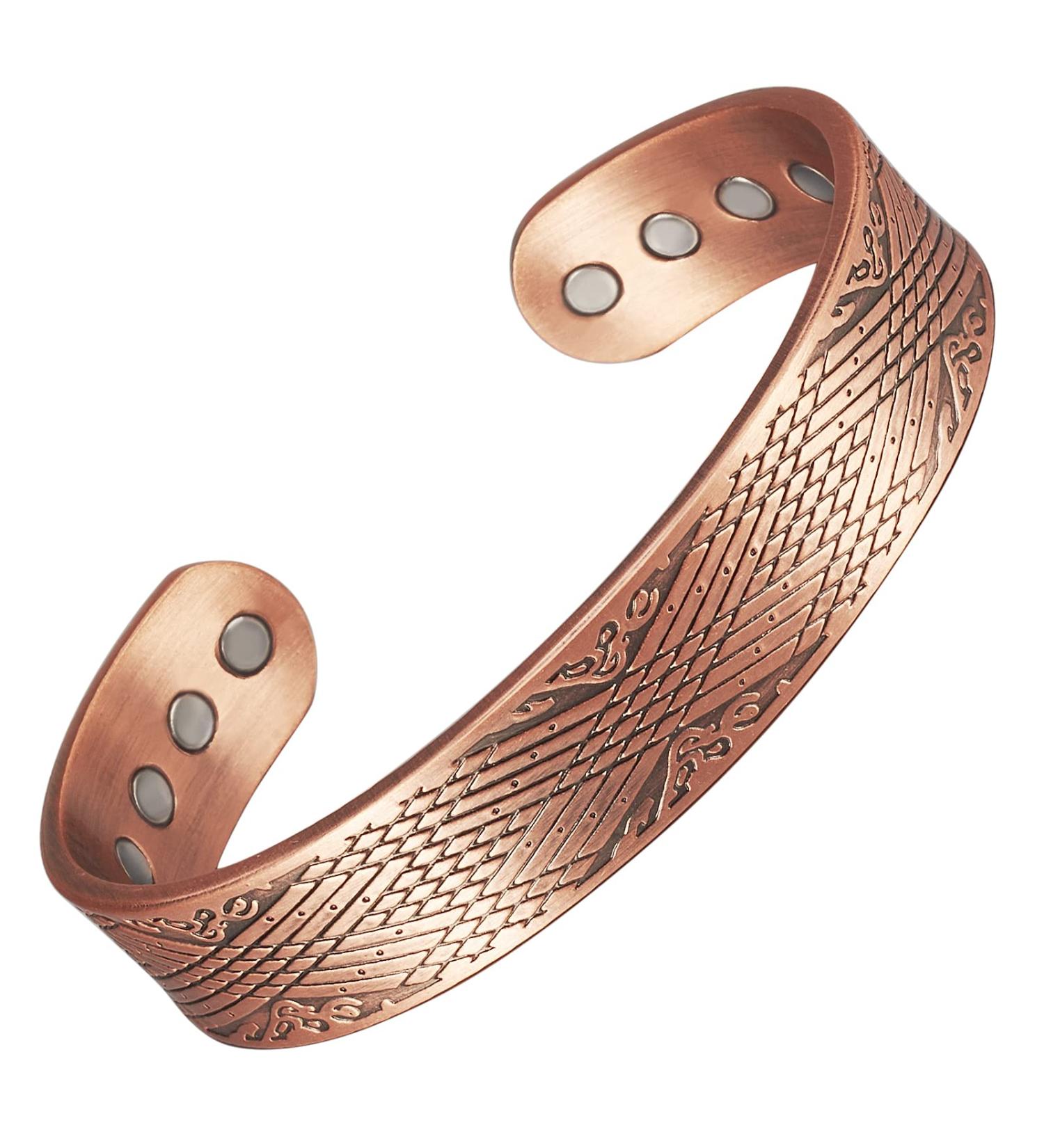 Buy Enermagix Magnetic Copper Bracelets for Men & Women | 99.9% Solid Copper Cuffs with 3519 Gauss Magnets - Buy Online on GoSupps.com