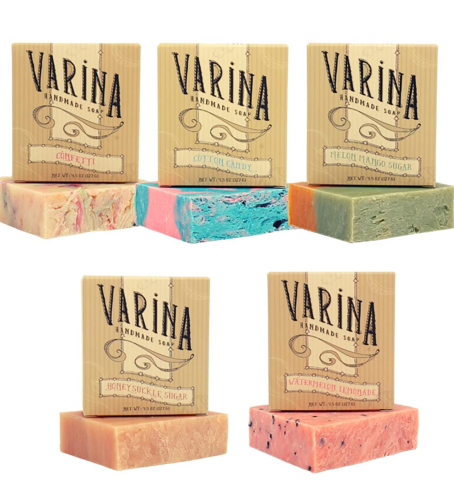 Varina Natural Carnival Variety Bar Soap Gentle Cleansing for Sensitive Skin | Sweet Vanilla | 5 Pack - 4.5 oz Each - Buy Online on GoSupps.com