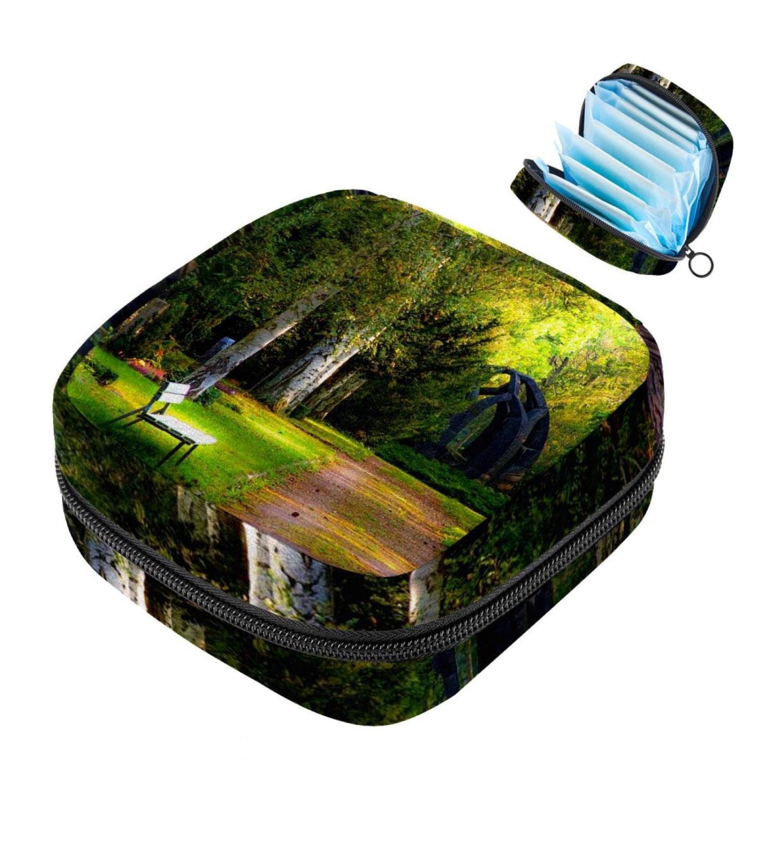 Green Wonderland Garden Nature Sanitary Napkin Storage Bag - Portable Period Pocket for Women & Teens Menstrual Cup Holder & Breastfeeding Insert - Buy Online on GoSupps.com