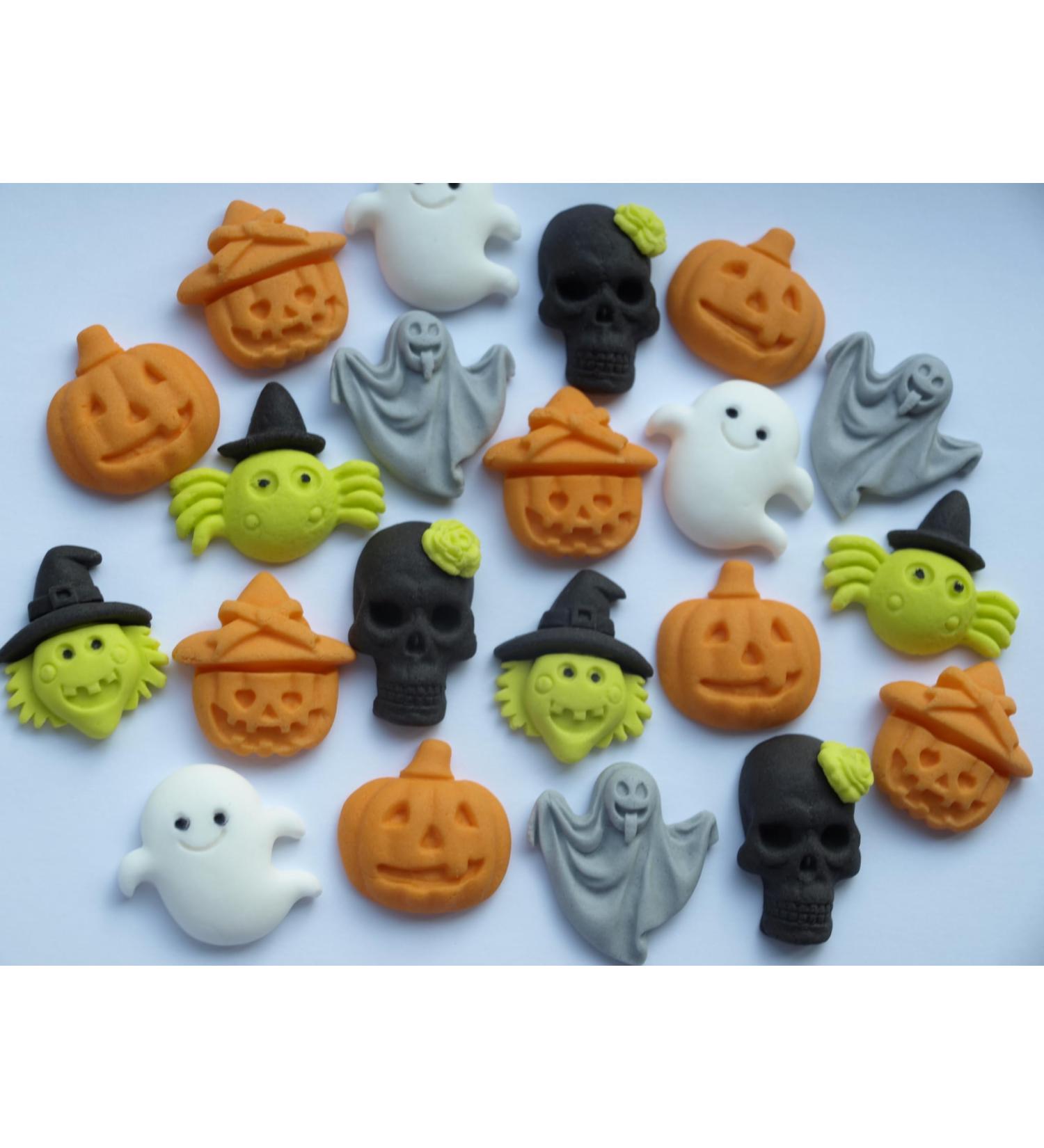 21x Halloween Cake Toppers Edible Cupcake Decorations Sugar Pumpkin Ghost Witch Skull Spider - Buy Online on GoSupps.com