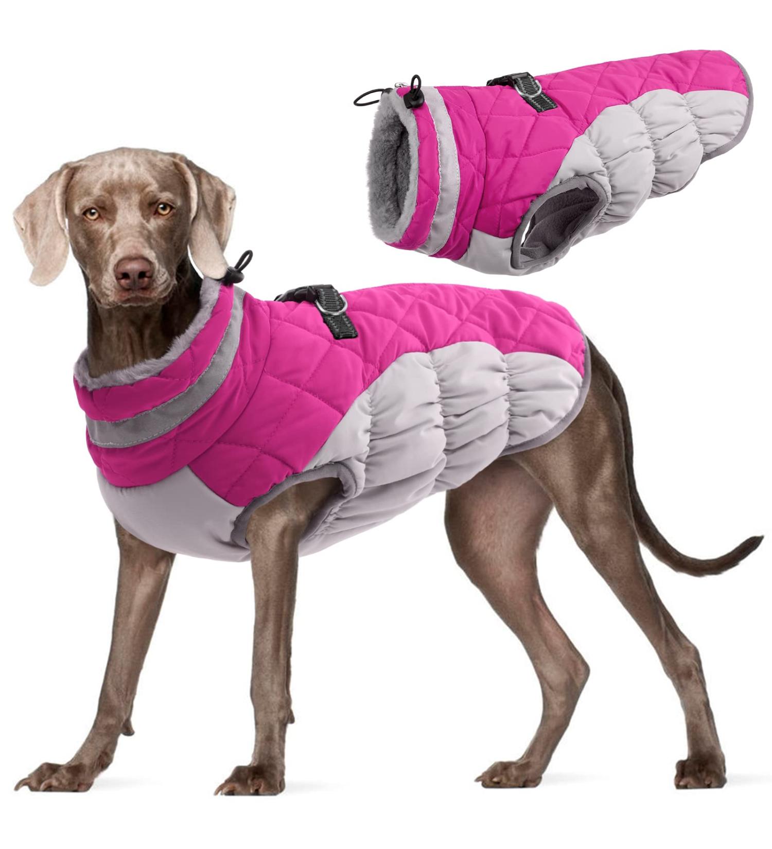 Kuoser Waterproof Dog Coat - Warm Fleece-Lined Jacket for Small & Medium Dogs | Cozy Reflective Winter Vest in Pink - Buy Online on GoSupps.com