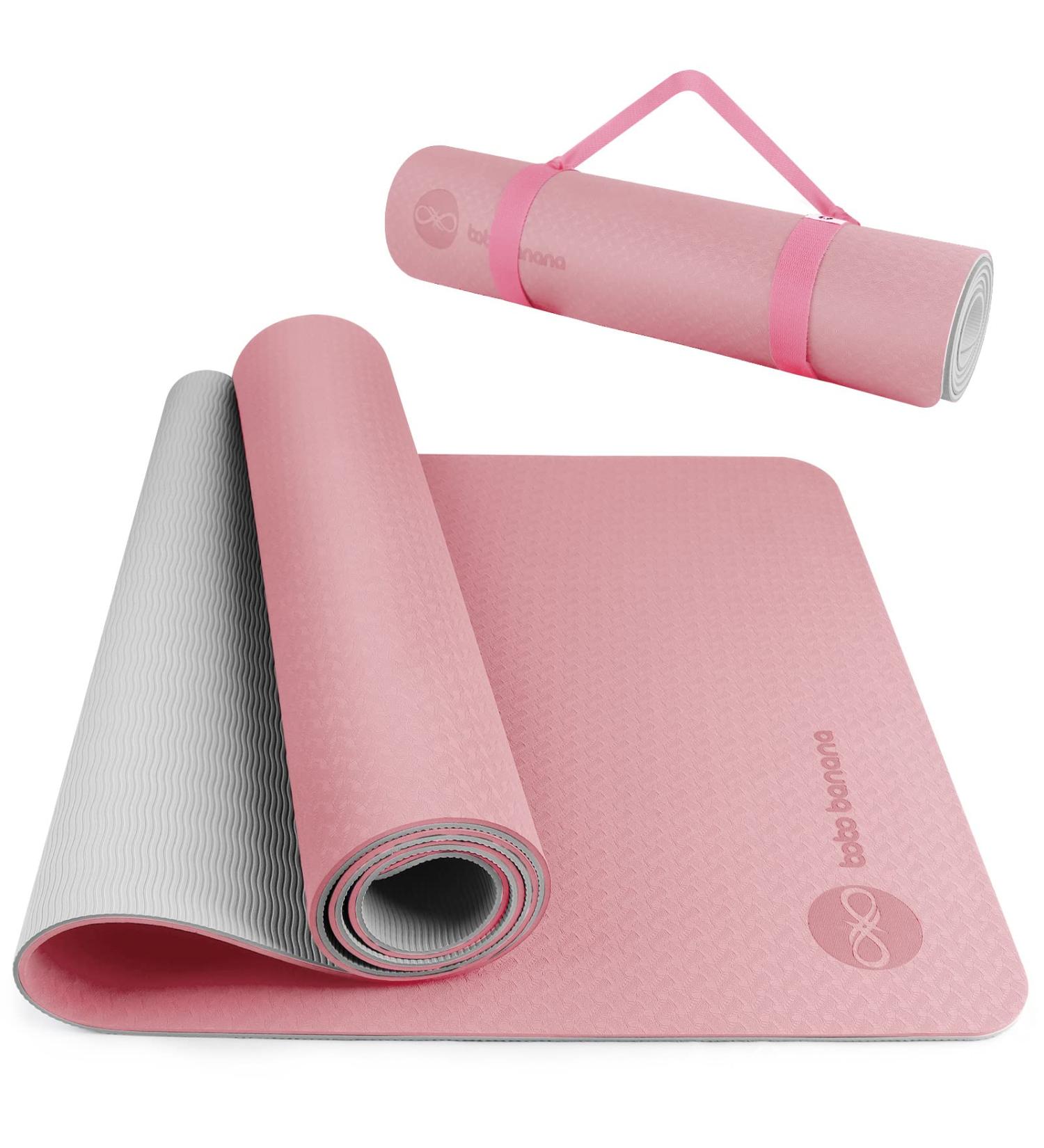 BOBO BANANA Eco-Friendly 1/4 TPE Yoga Mat 72x24 - Non-Slip Exercise Mat for Men & Women - Pink - Buy Online on GoSupps.com