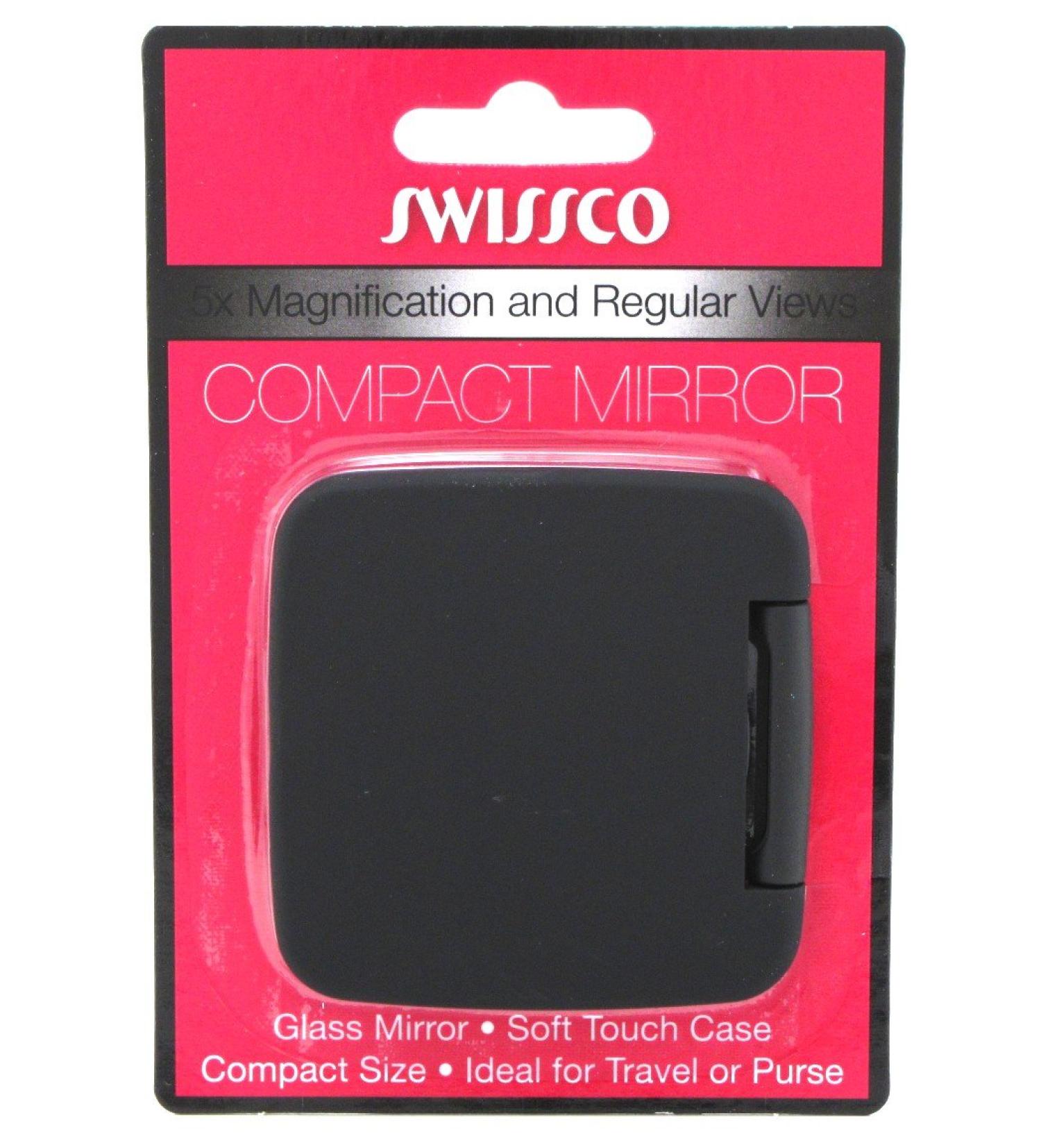 Swissco Mirror Compact & Magnifying 5X Black - 1 ea | Portable Makeup Mirror - Buy Online on GoSupps.com