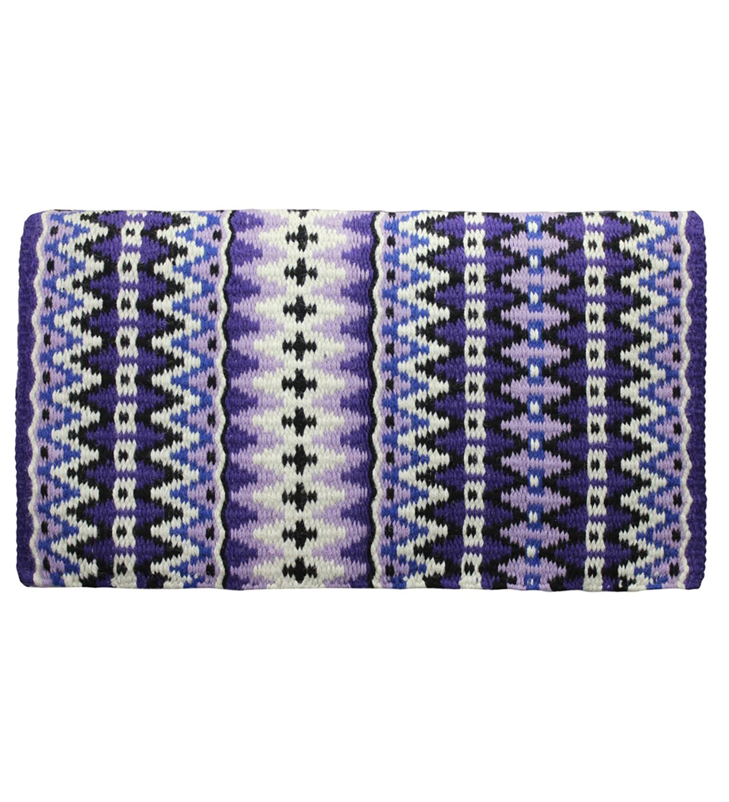 Tahoe Tack 34" x 38" Reya New Zealand Wool Western Saddle Blanket Pad Purple/Light Purple/Black/Silver/White