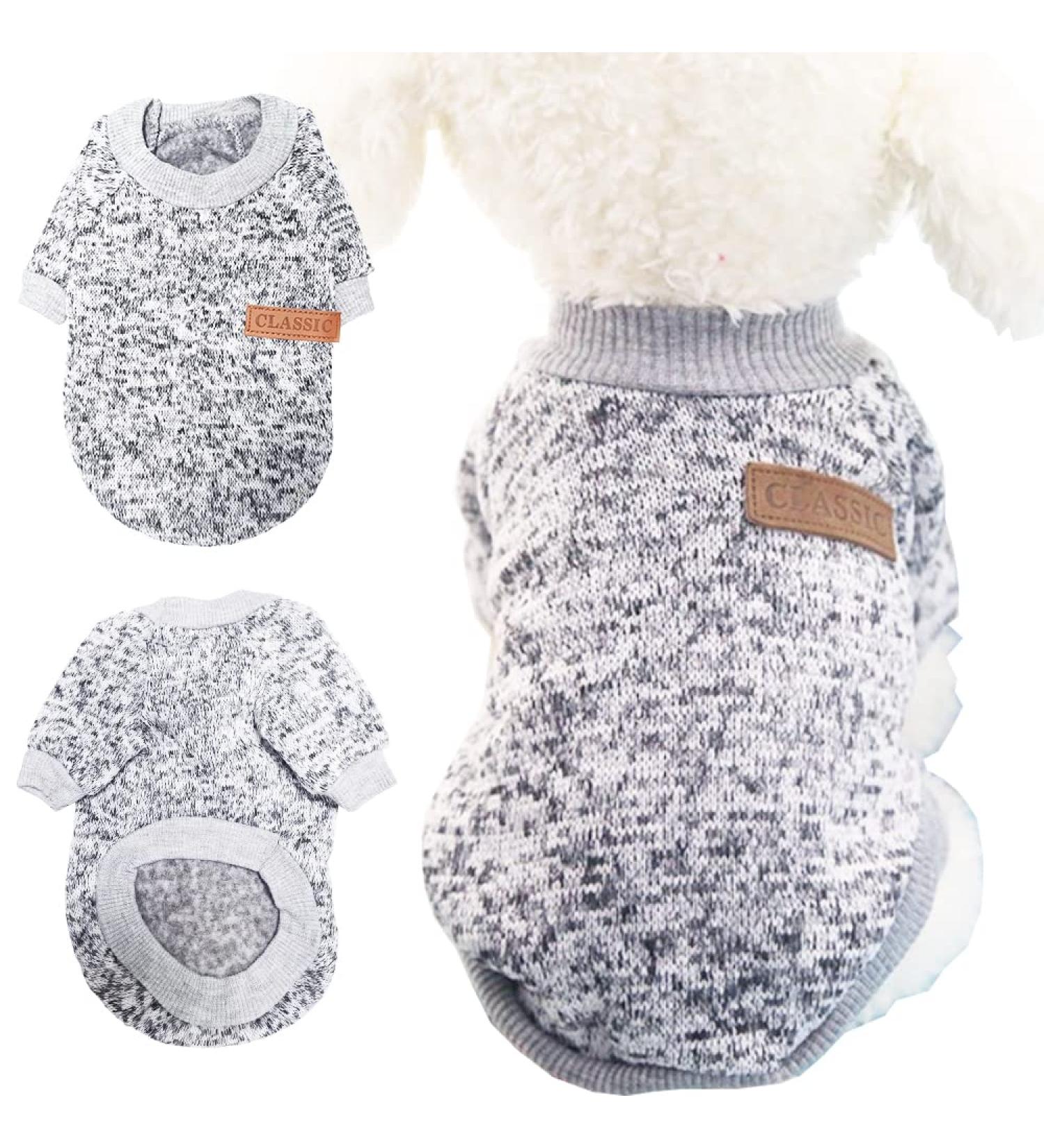 Warm Gray Pet Sweater for Small & Medium Dogs | Cozy Dog Clothing & Cat Apparel - Winter Dog Sweater - Buy Online on GoSupps.com