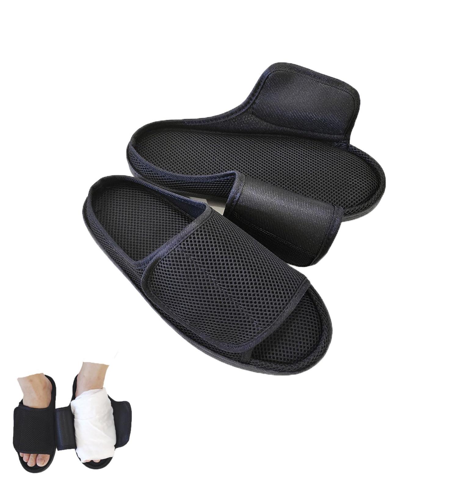 Unisex Open Toe Diabetic Shoes | Extra Wide Arthritis & Edema Footwear | Medical Cast Shoes for Swollen Feet - Black Medium - Buy Online on GoSupps.com